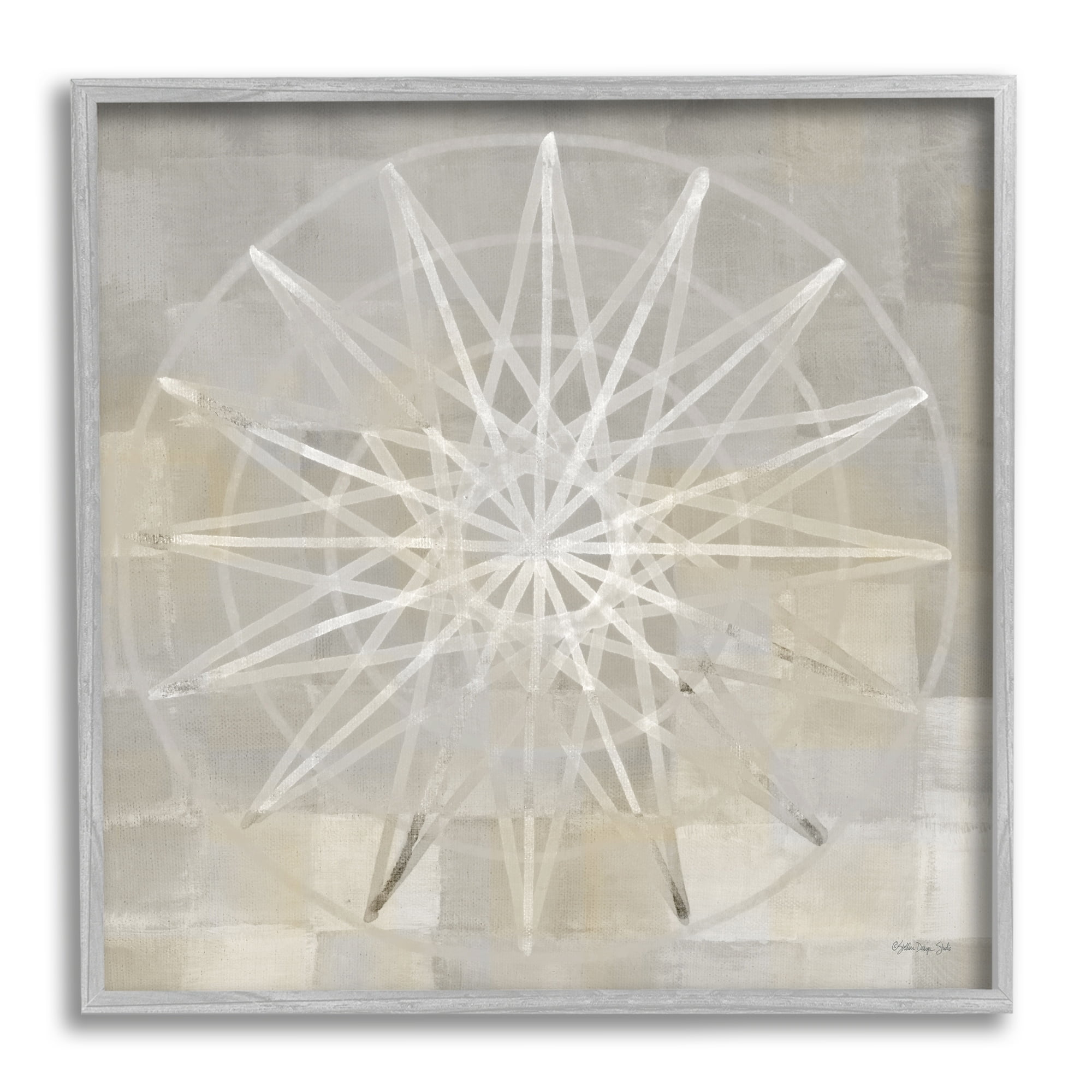 Stupell Industries Balanced Linear Fractal Design Modern Square Pattern Graphic Art Gray Framed Art Print Wall Art, Design by Stellar Design Studio