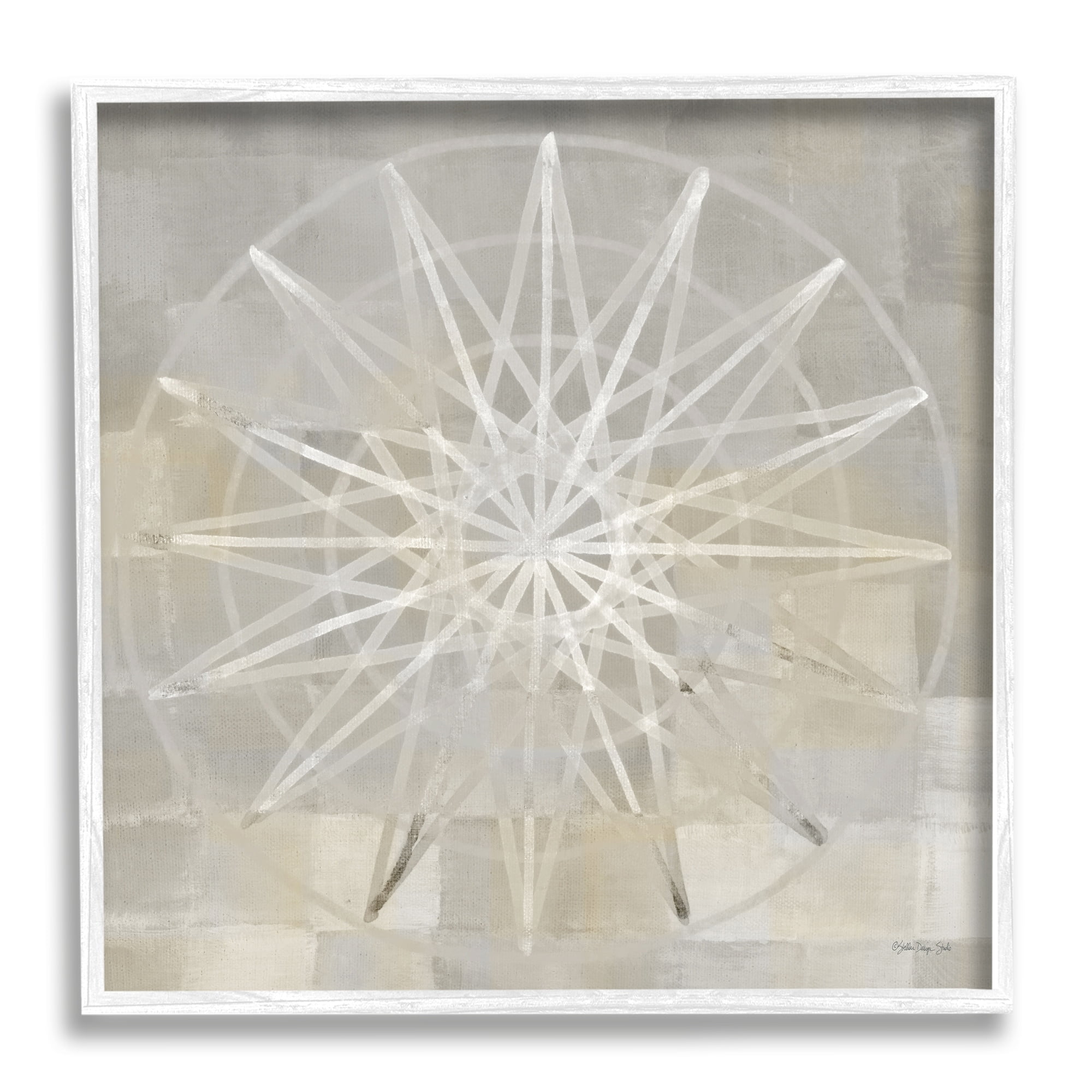 White Framed Industrial Wood Grain Square Wall Art