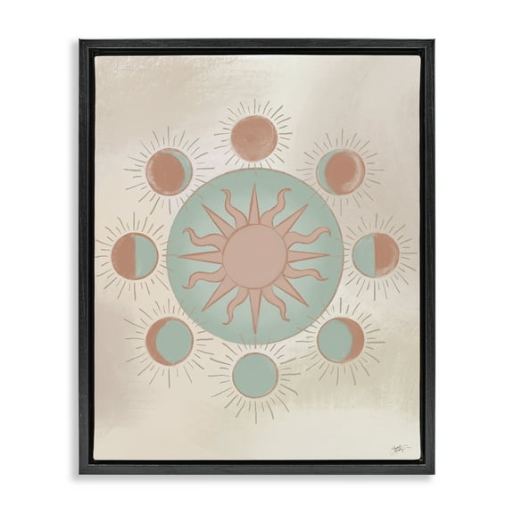 Stupell Industries Balanced Lunar Moon Phases Astrology & Stars Painting Black Floater Framed Canvas Art Print Wall Art, 17 x 21