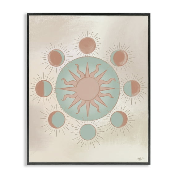 Stupell Industries Balanced Lunar Moon Phases Astrology & Stars Painting Black Framed Art Print Wall Art, 11 x 14