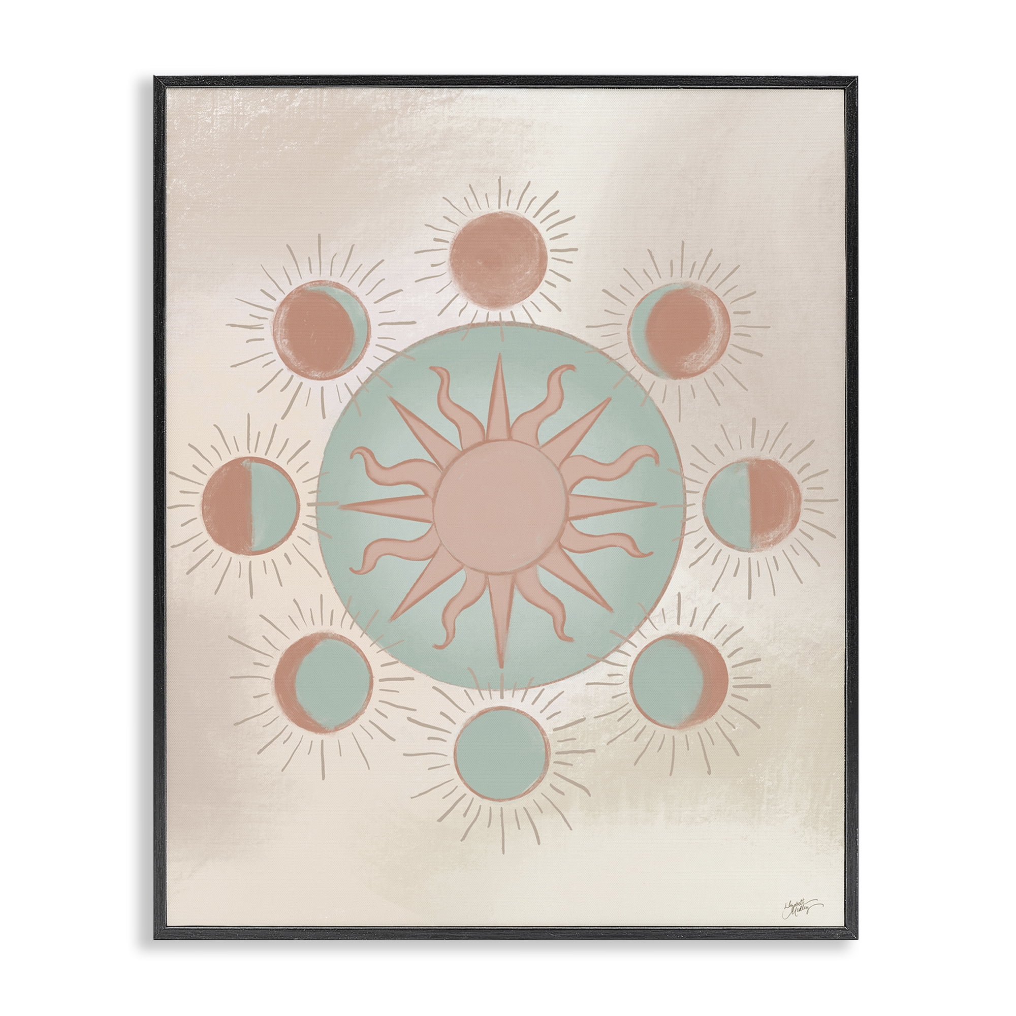 Stupell Industries Balanced Lunar Moon Phases Astrology & Stars Painting Black Framed Art Print Wall Art, 24 x 30