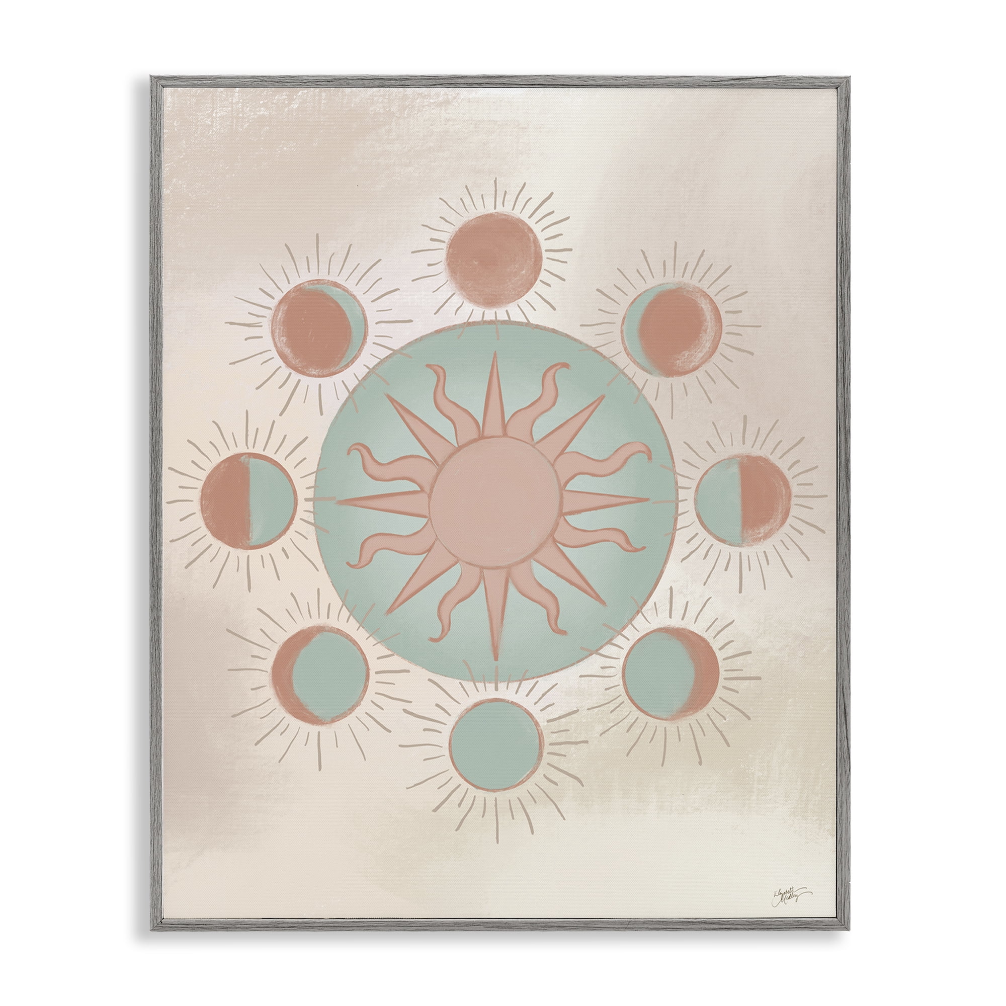 Stupell Industries Balanced Lunar Moon Phases Astrology & Stars Painting Gray Framed Art Print Wall Art, 11 x 14