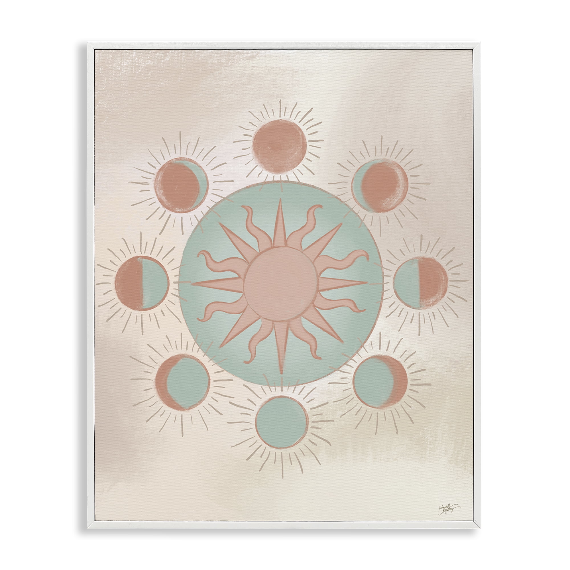 Stupell Industries Balanced Lunar Moon Phases Astrology & Stars Painting White Framed Art Print Wall Art, 16 x 20
