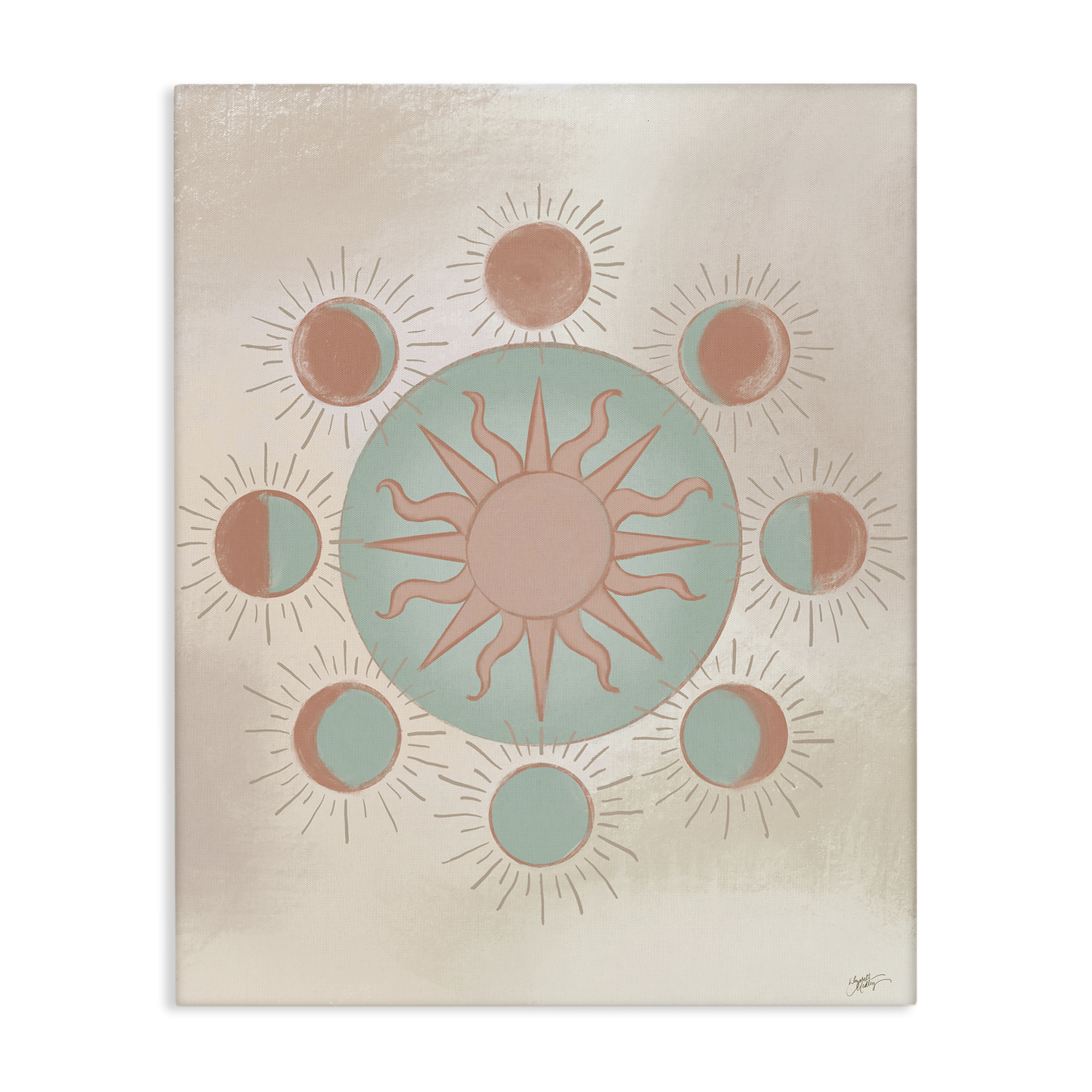 Stupell Industries Balanced Lunar Moon Phases Astrology & Stars Painting Wrapped Canvas Art Print Wall Art, 16 x 20