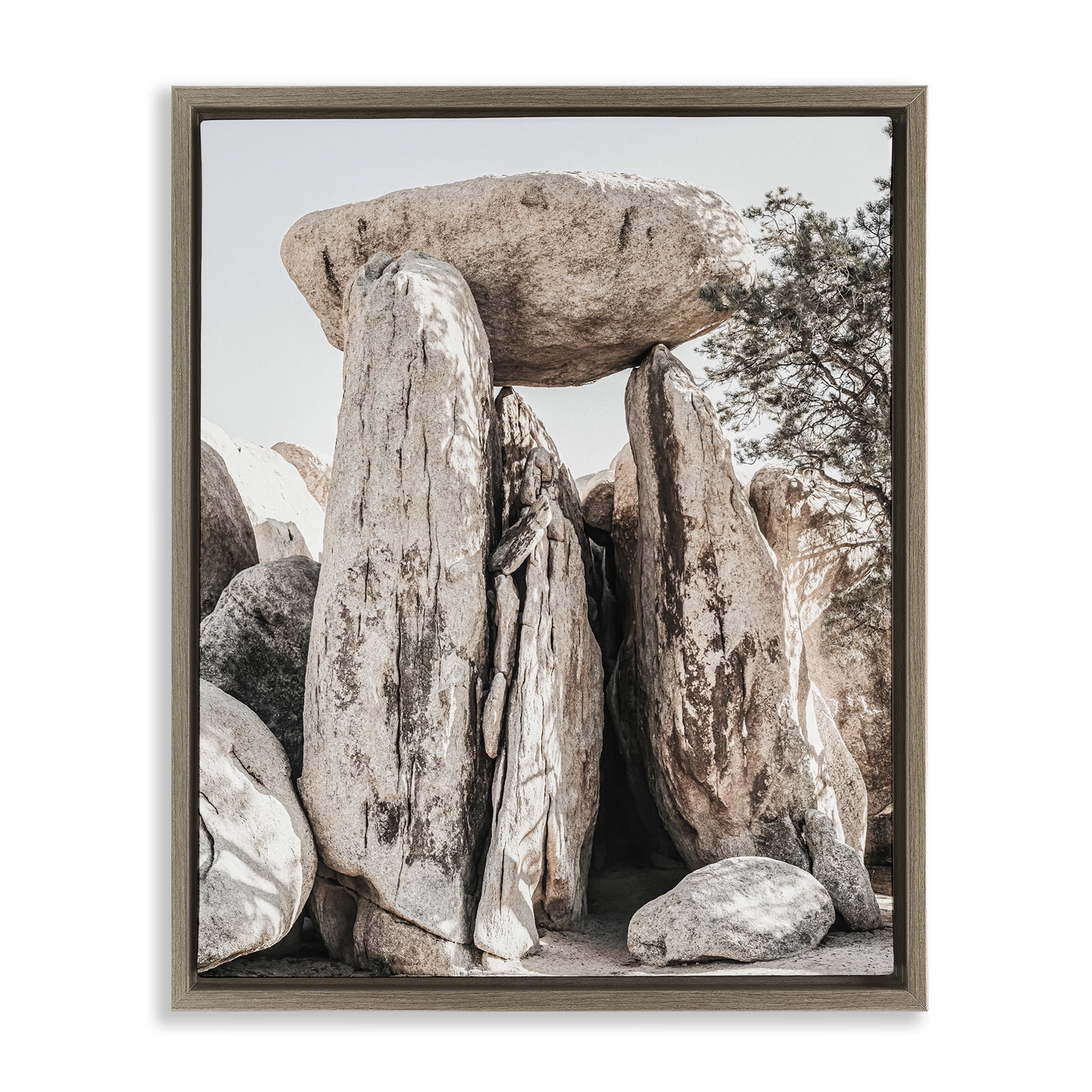 Stupell Industries Balanced Rock Formation Landscape Photography Brown Floater Framed Canvas Art Print Wall Art, 25 x 31