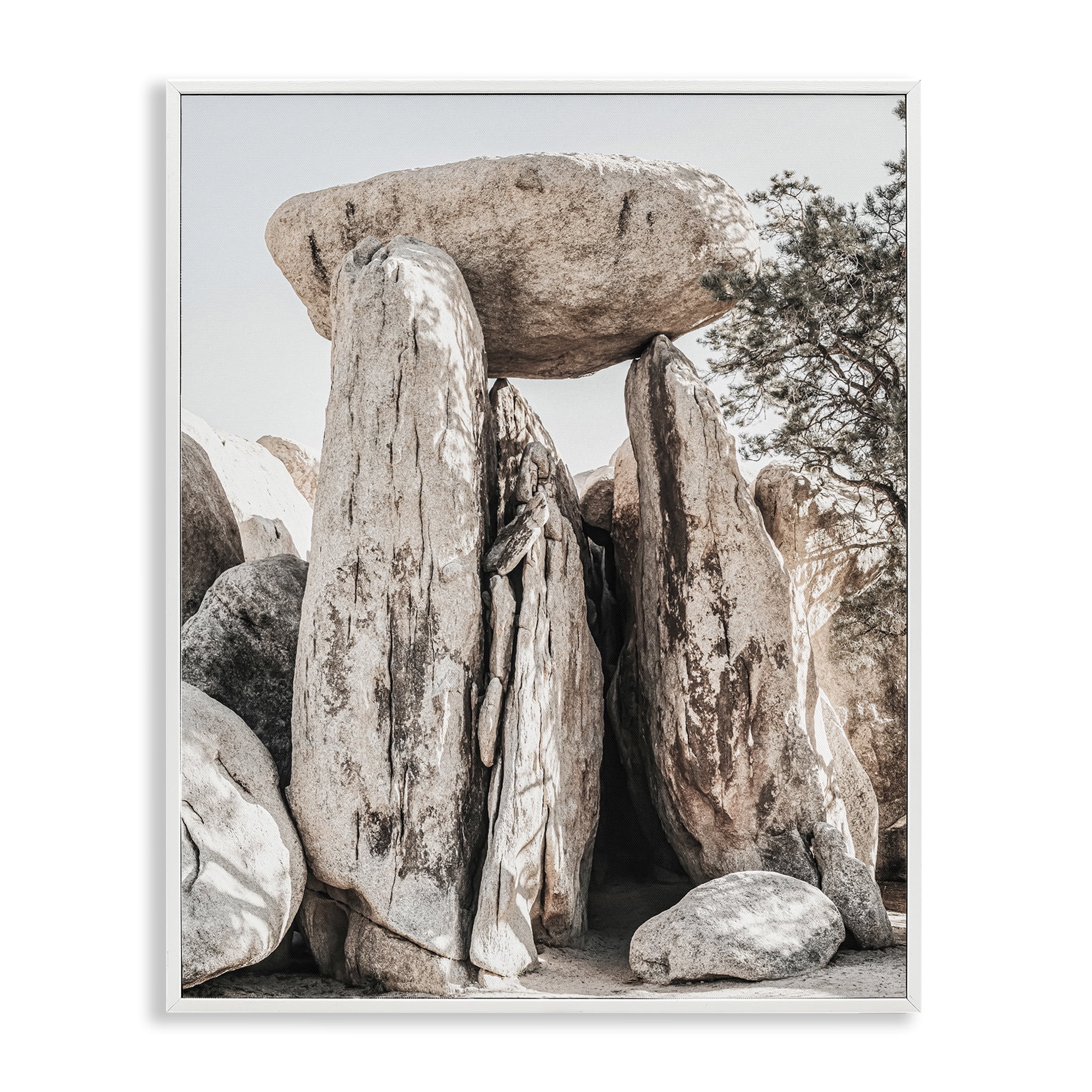 White Framed Landscape Print with Rock Formation, 16 x 20