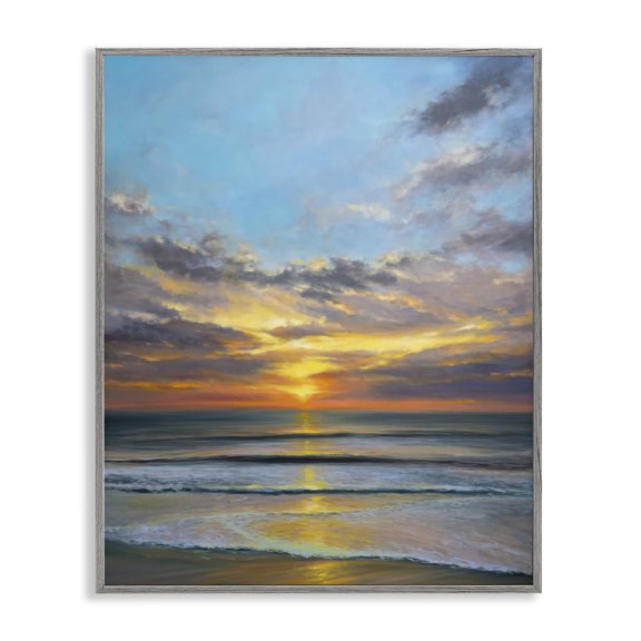 Stupell Industries Balanced Serene Sunrise Gray Framed Giclee Art design by Joanne Parent, 14 x 11