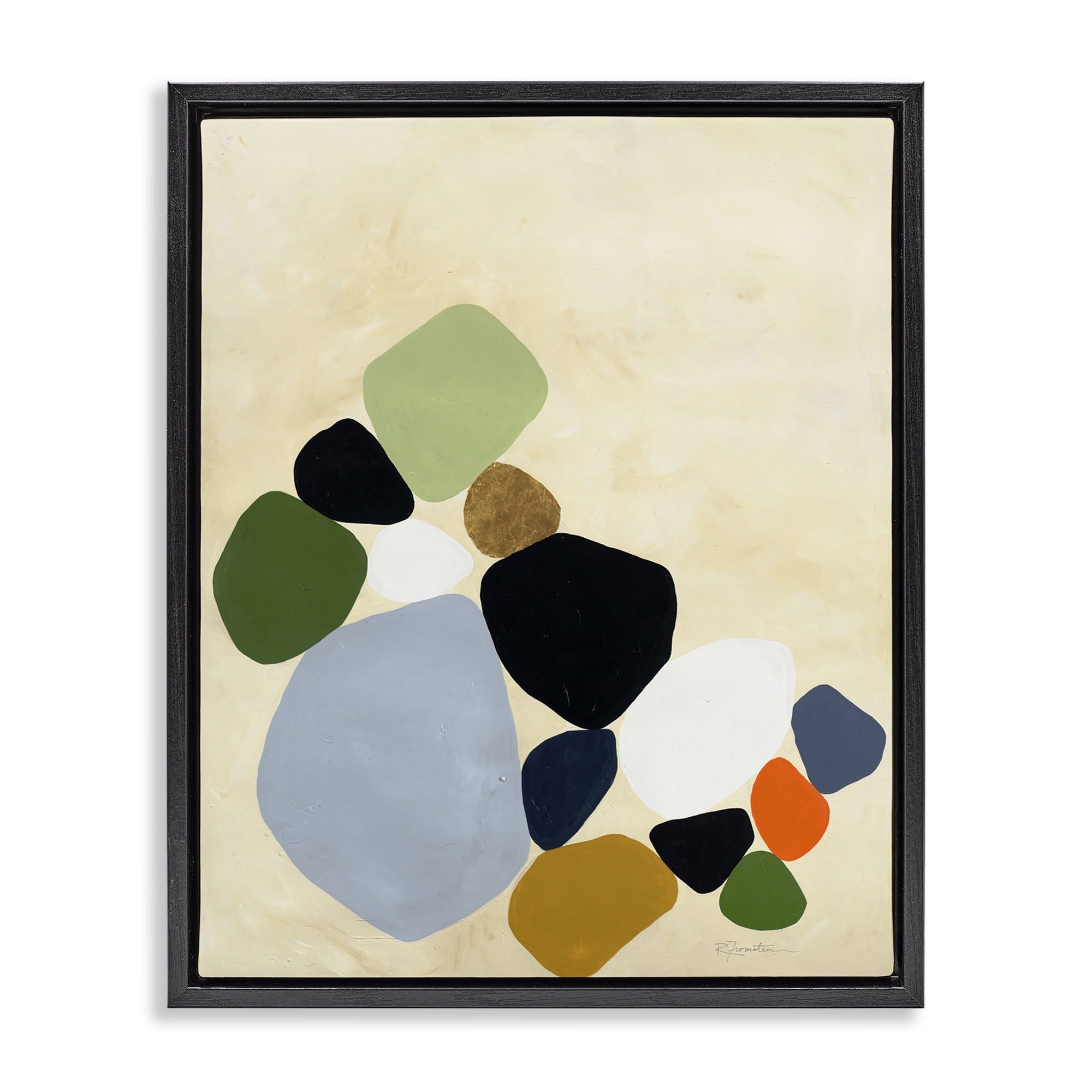 Stupell Industries Balanced Shapes Cluster Black Framed Floater Canvas Wall Art, design by Ruth Fromstein