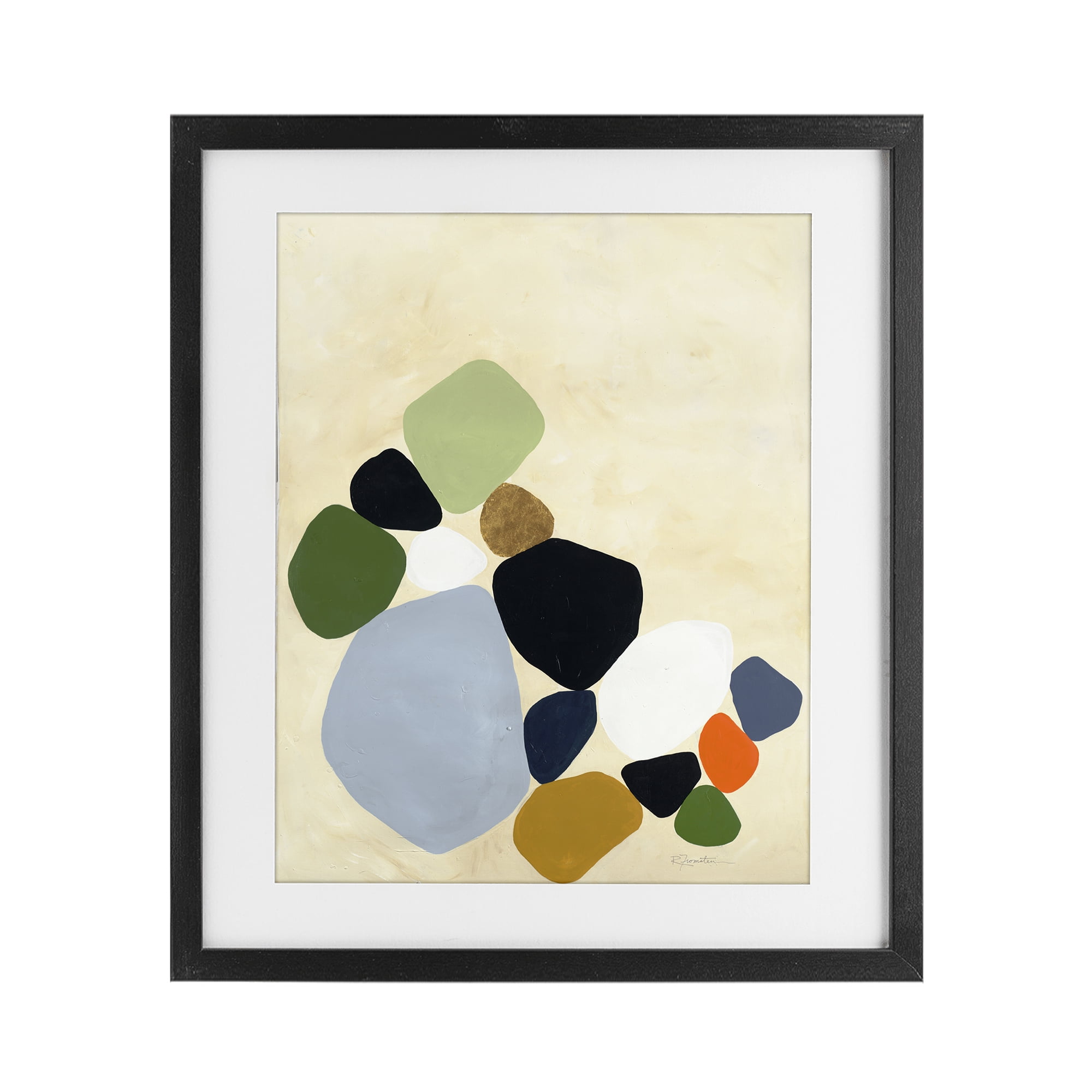 Stupell Industries Balanced Shapes Cluster Black Framed Print Under Glass, design by Ruth Fromstein