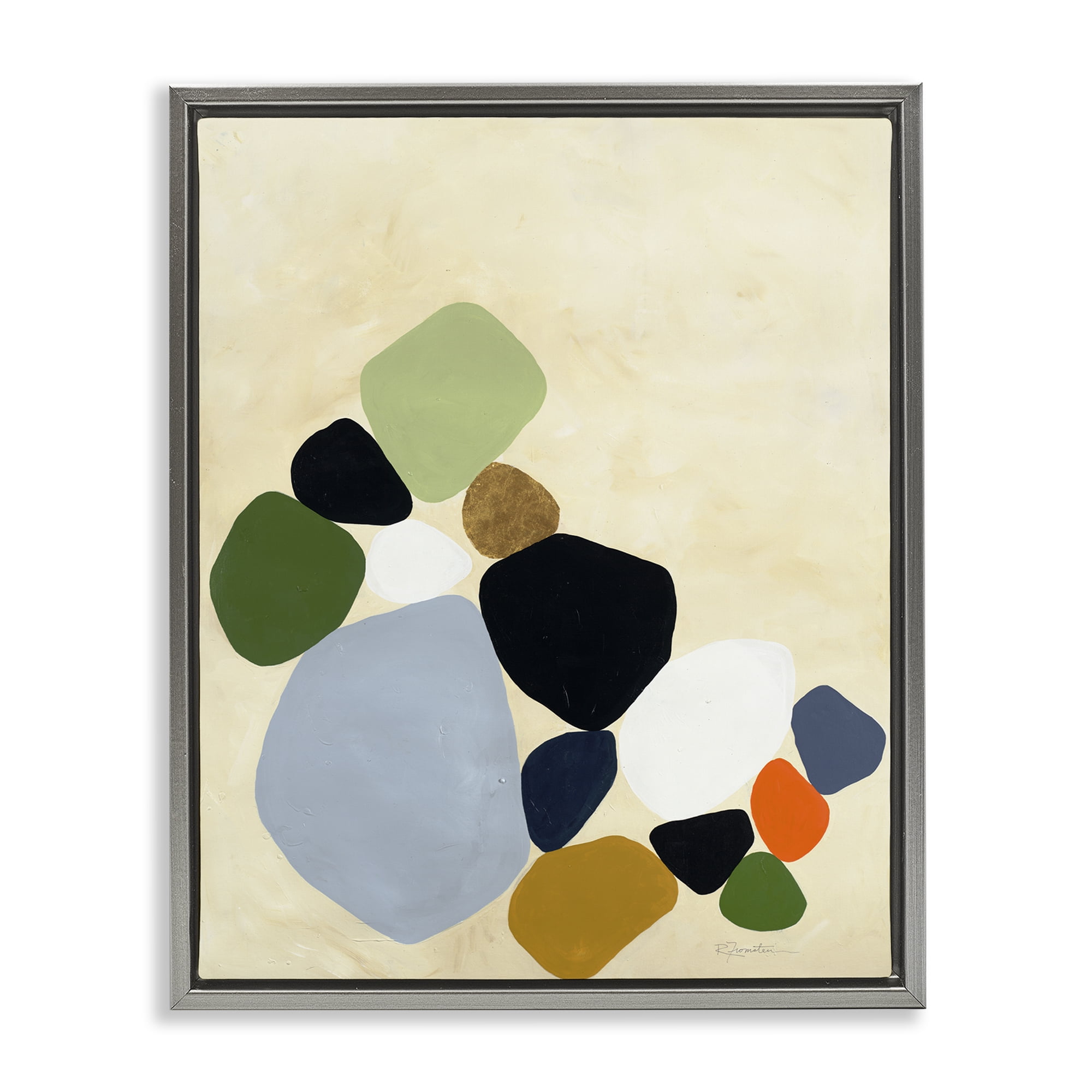 Stupell Industries Balanced Shapes Cluster Gray Framed Floater Canvas Wall Art, design by Ruth Fromstein