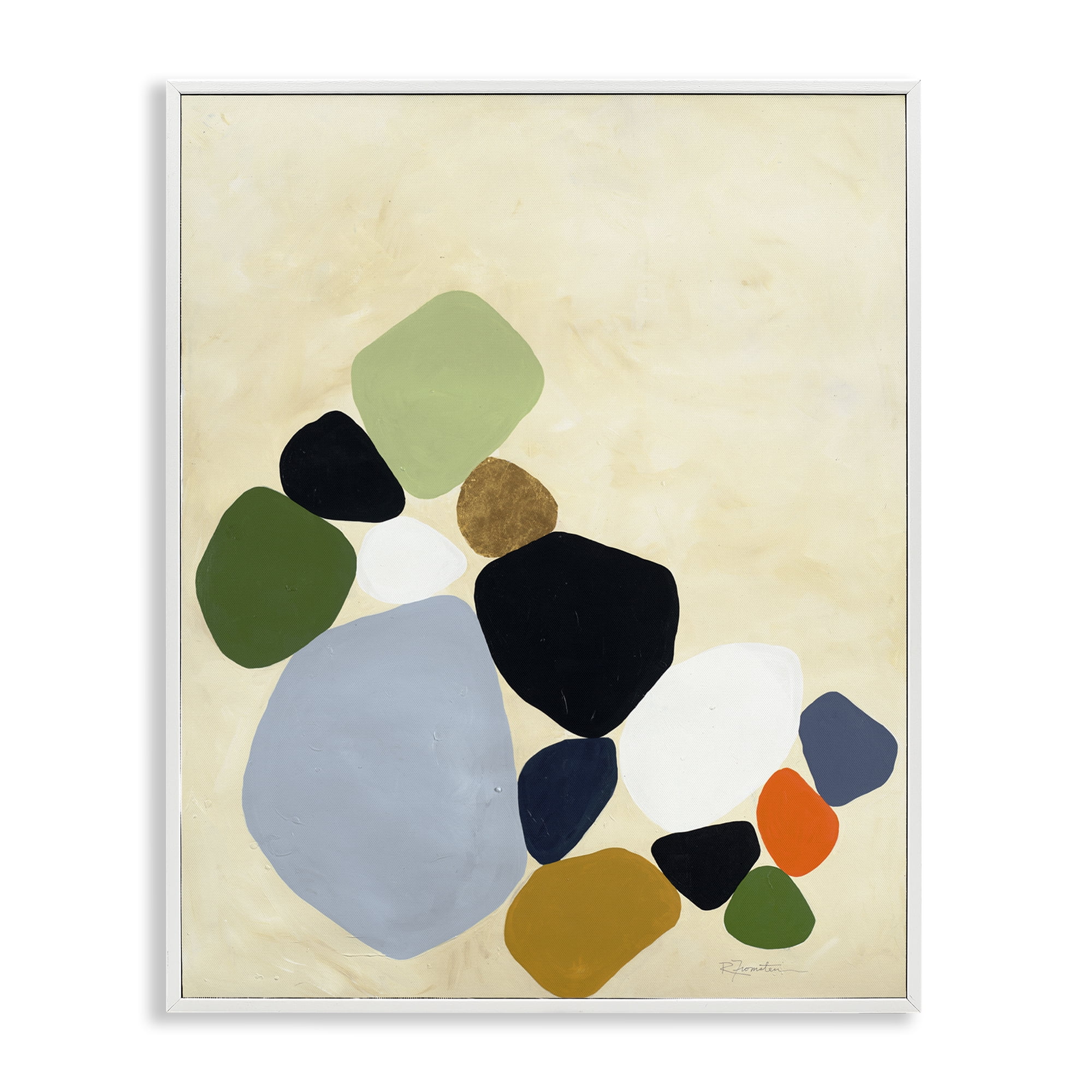 Stupell Industries Balanced Shapes Cluster White Framed Giclee Art, design by Ruth Fromstein