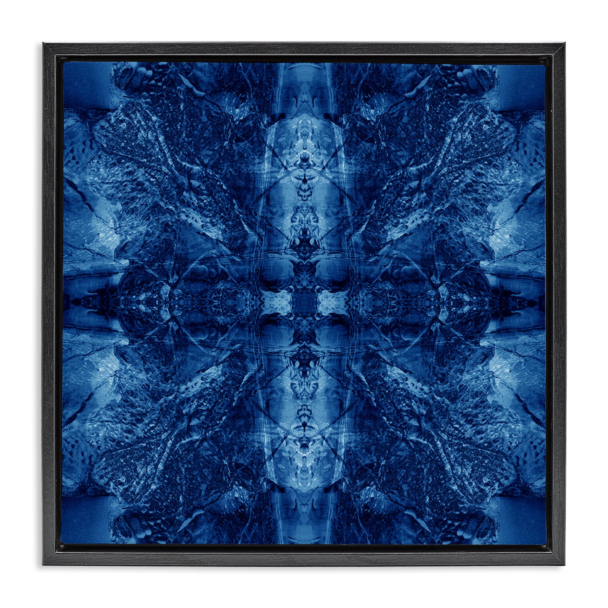 Stupell Industries Balanced Tie Dye Pattern Abstract Painting Black Floater Framed Canvas Art Print Wall Art, 18 x 18