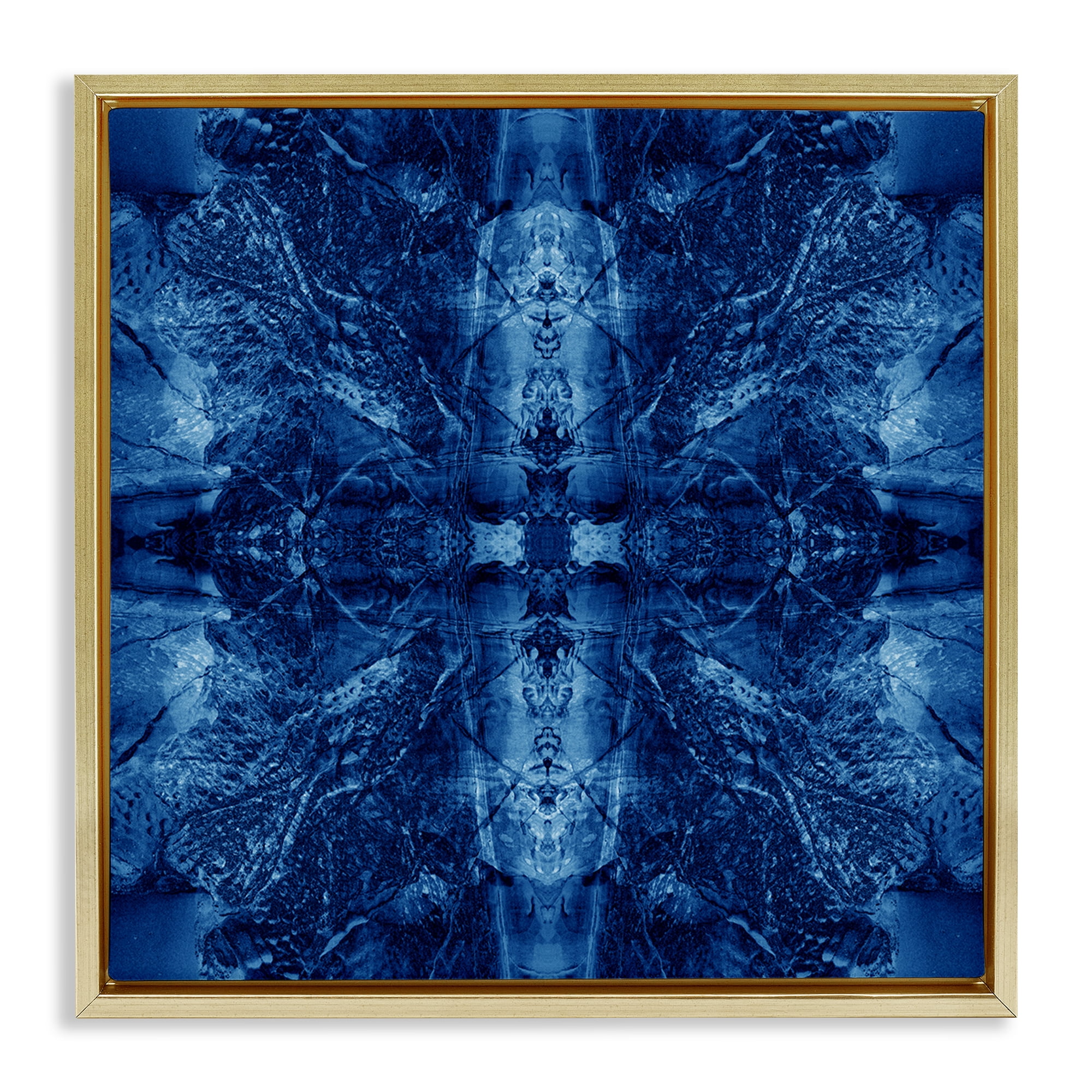Stupell Industries Balanced Tie Dye Pattern Abstract Painting Gold Floater Framed Canvas Art Print Wall Art, 25 x 25