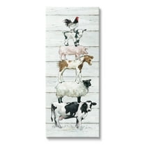 Stupell Industries Balancing Farm Animals Rustic White Plank Pattern Graphic Art Gallery Wrapped Canvas Print Wall Art, Design by Carol Robinson