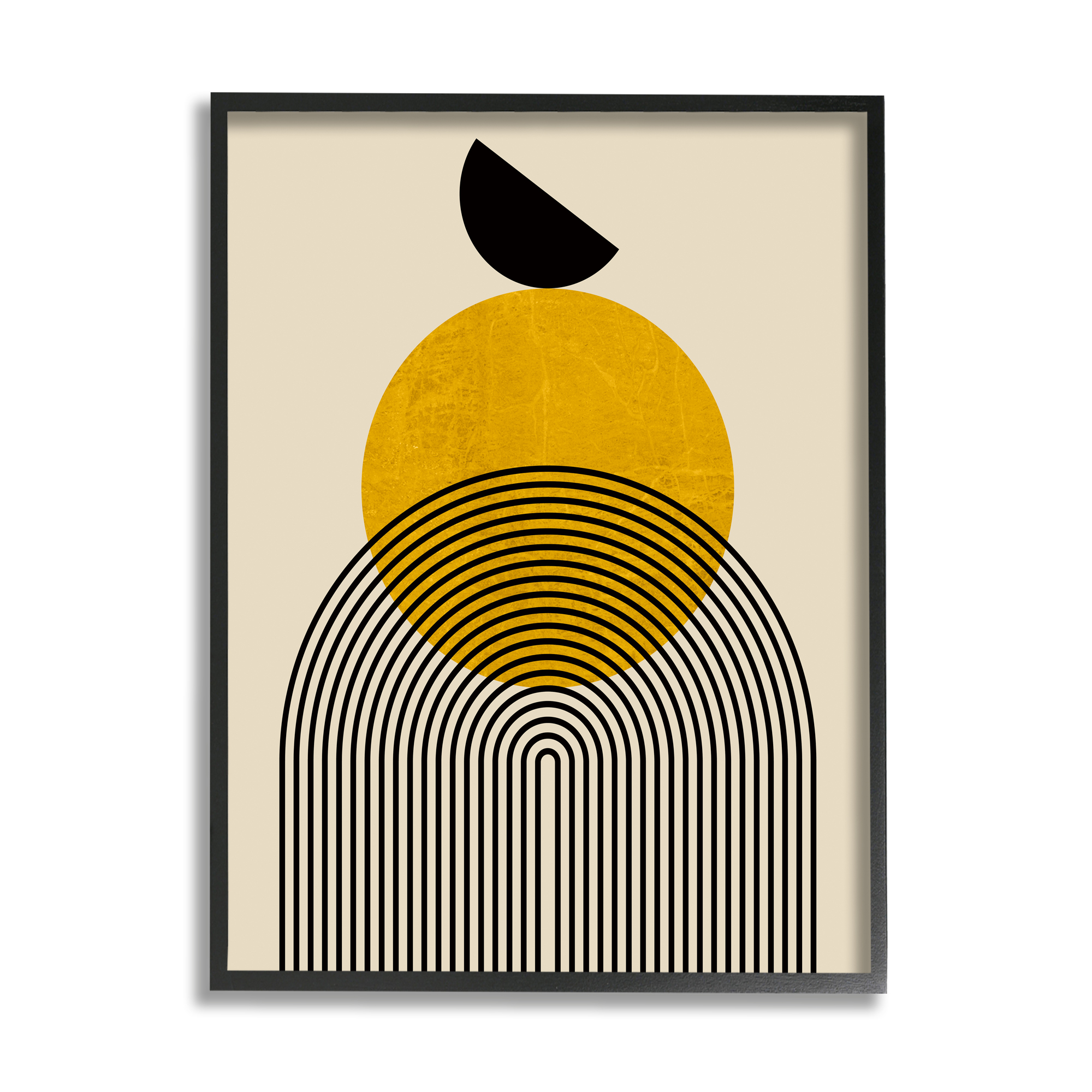 Stupell Industries Balancing Neutral Arch Shapes Abstract Painting Black Framed Art Print Wall Art, 11 x 14