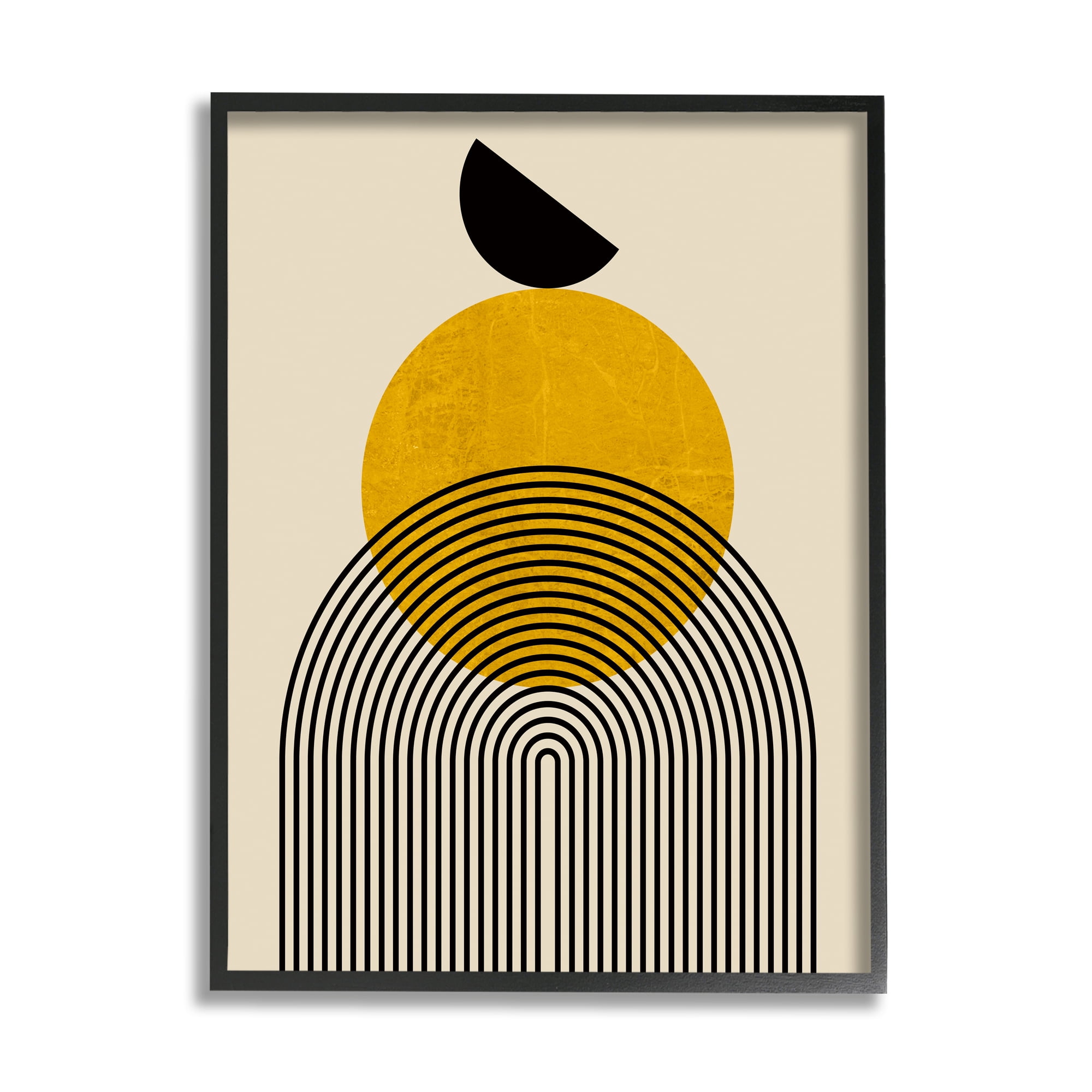 Stupell Industries Balancing Neutral Arch Shapes Abstract Painting Black Framed Art Print Wall Art, 24 x 30