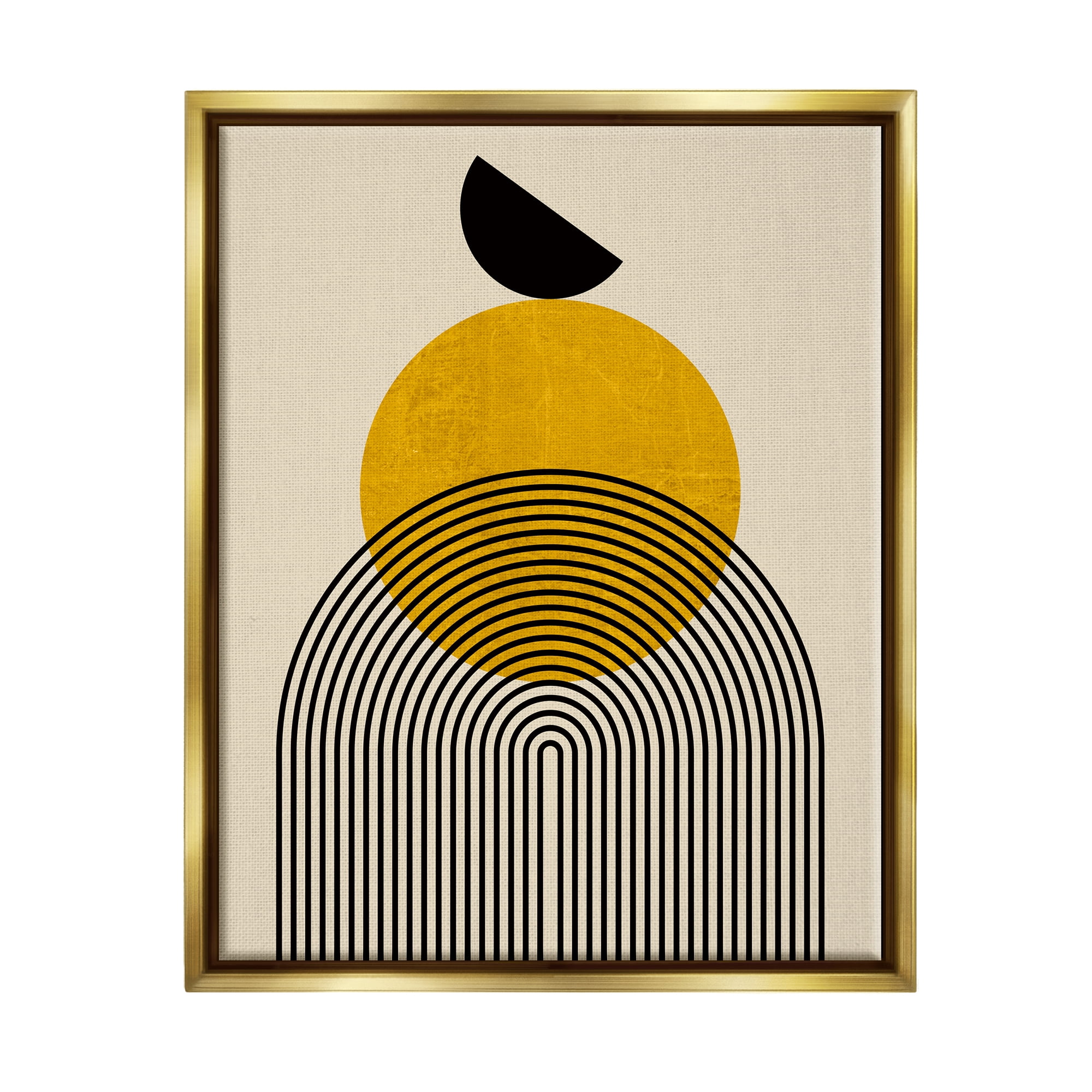 Stupell Industries Balancing Neutral Arch Shapes Abstract Painting Gold Floater Framed Canvas Art Print Wall Art, 17 x 21