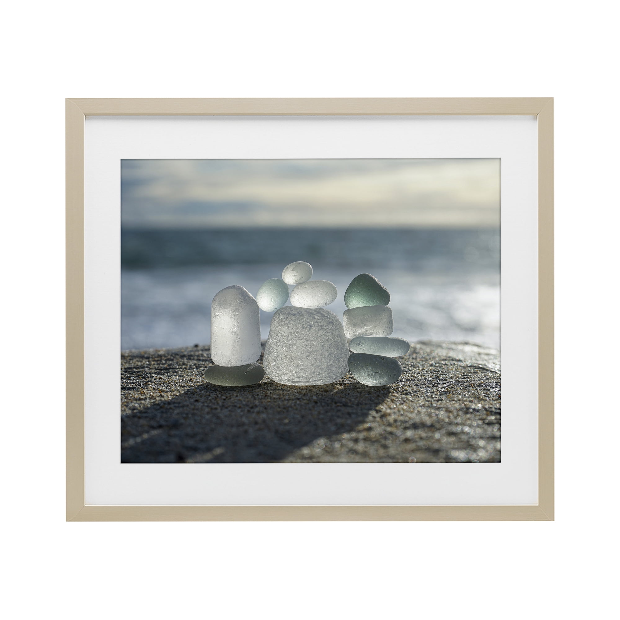 Stupell Industries Balancing Sea Glass Pebbles Birch Framed Print Under Glass, design by LMarie Allen