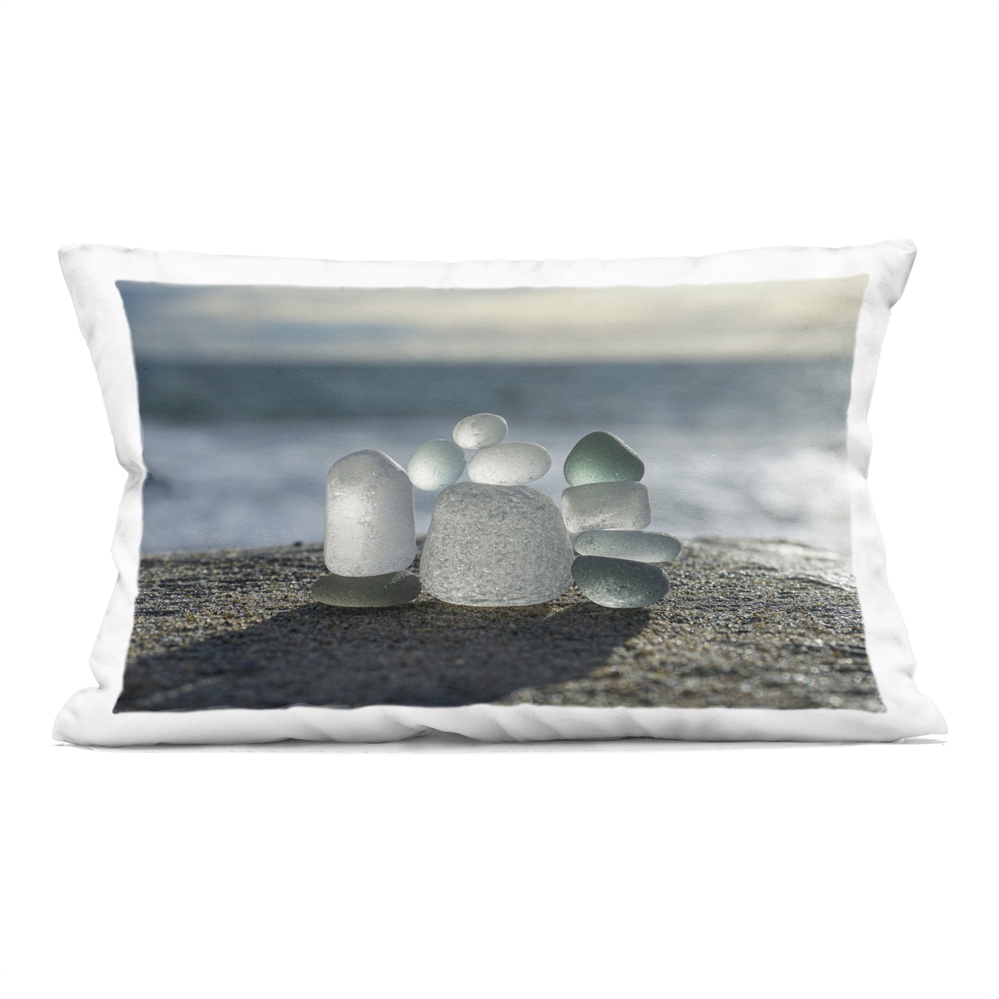 Stupell Industries Balancing Sea Glass Pebbles Decorative Printed Throw Pillow, design by LMarie Allen, 14 x 7 x 20