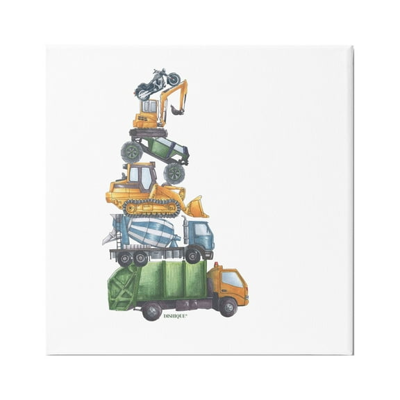 Stupell Industries Balancing Trucks Construction Vehicles Stacked Automobiles Graphic Art Gallery Wrapped Canvas Print Wall Art, Design by Dishique