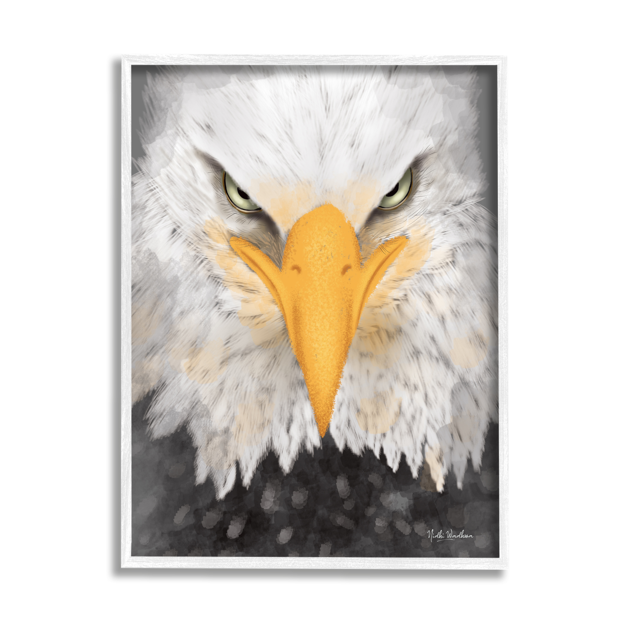 Stupell Industries Bald Eagle Gaze Portrait Animals & Insects Painting White Framed Art Print Wall Art, 11 x 14