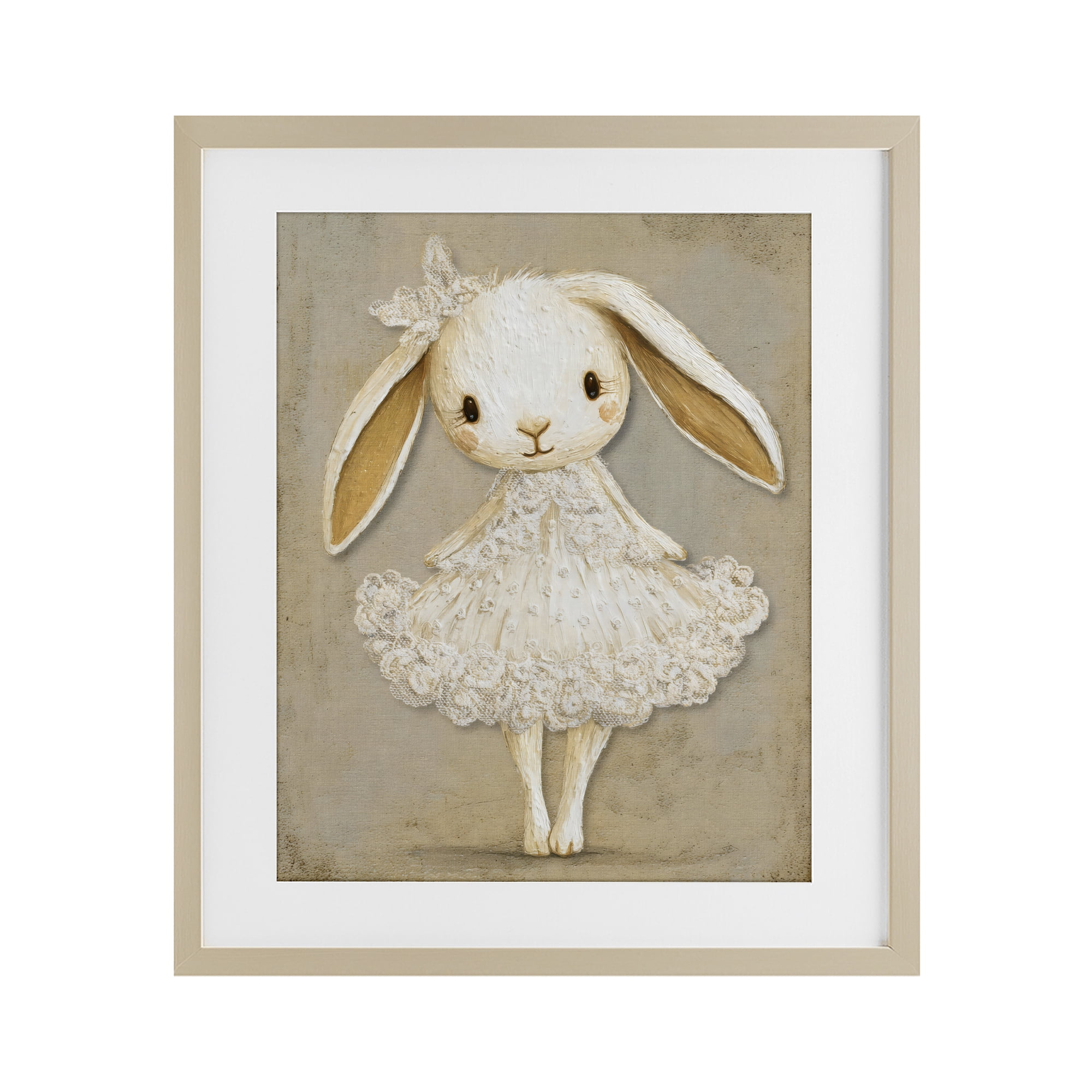 Stupell Industries Ballerina Bunny in Lace Dress Birch Framed Print Under Glass, design by Ink Drop Loft