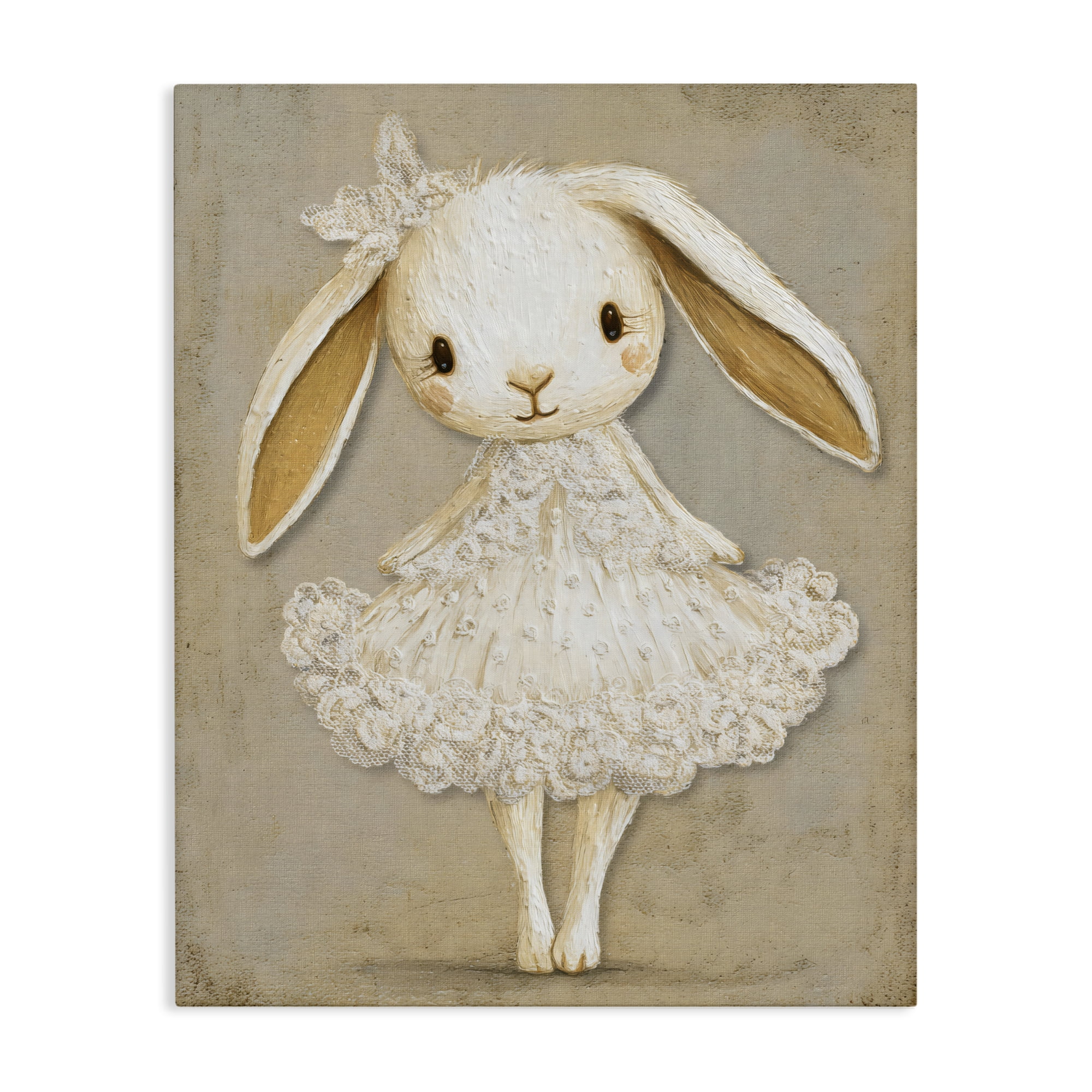 Stupell Industries Ballerina Bunny in Lace Dress Canvas Wall Art, design by Ink Drop Loft