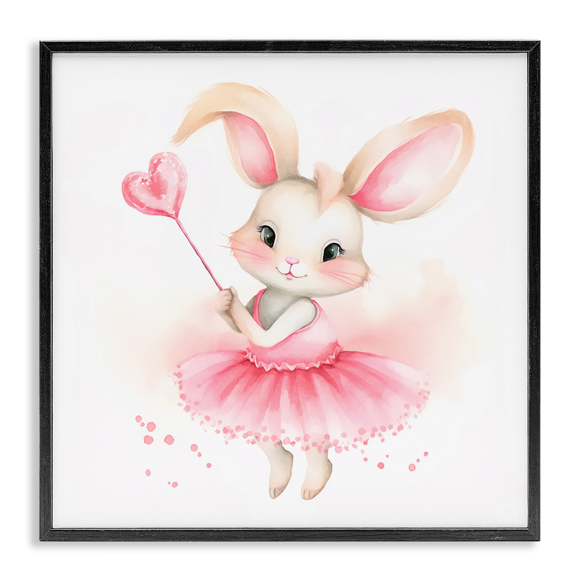 Stupell Industries Ballerina Bunny with Wand Animals Painting Black Framed Art Print Wall Art, 24 x 24