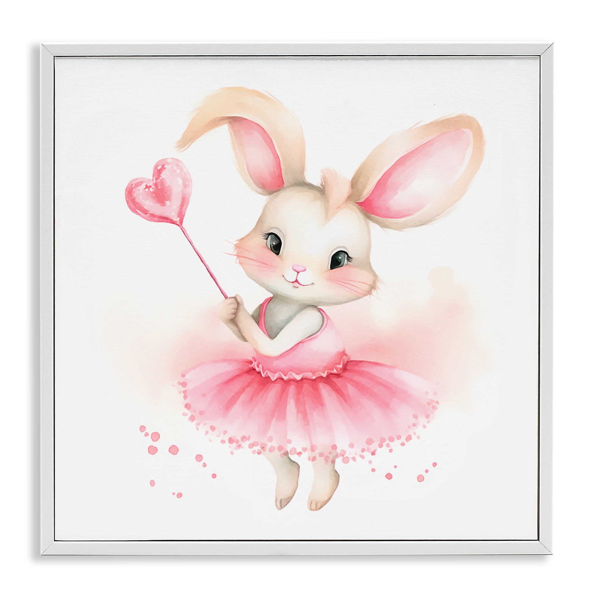 Stupell Industries Ballerina Bunny with Wand Animals Painting White Framed Art Print Wall Art, 24 x 24