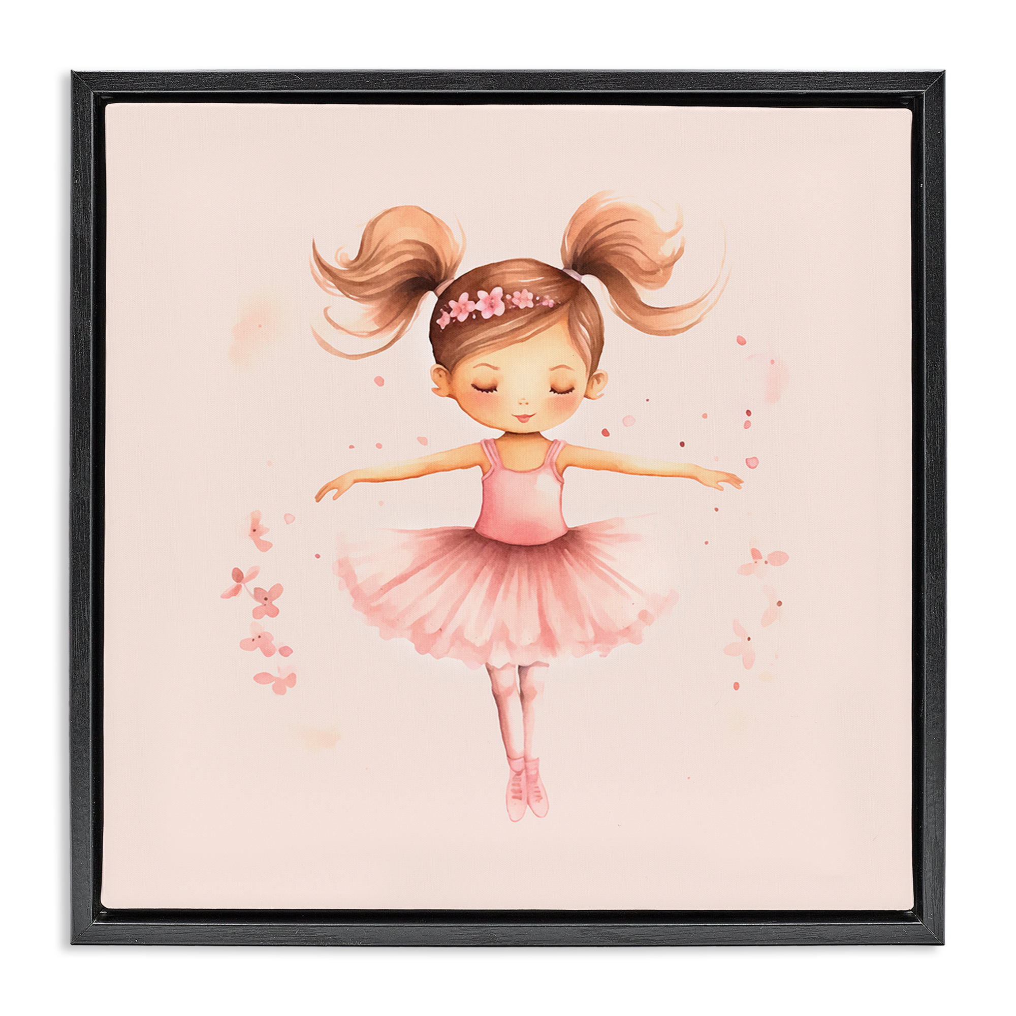 Stupell Industries Ballerina Dancer Girl People Painting Black Floater Framed Canvas Art Print Wall Art, 18 x 18