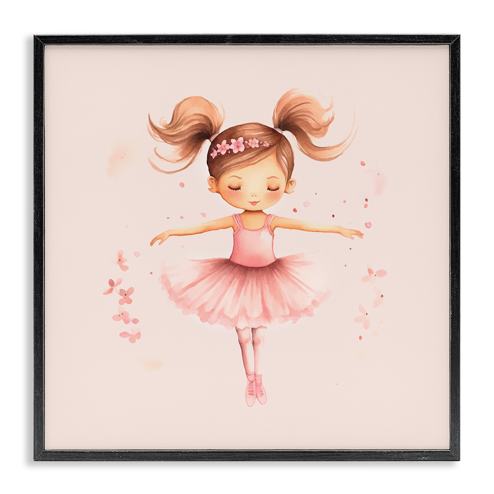 Stupell Industries Ballerina Dancer Girl People Painting Black Framed Art Print Wall Art, 17 x 17