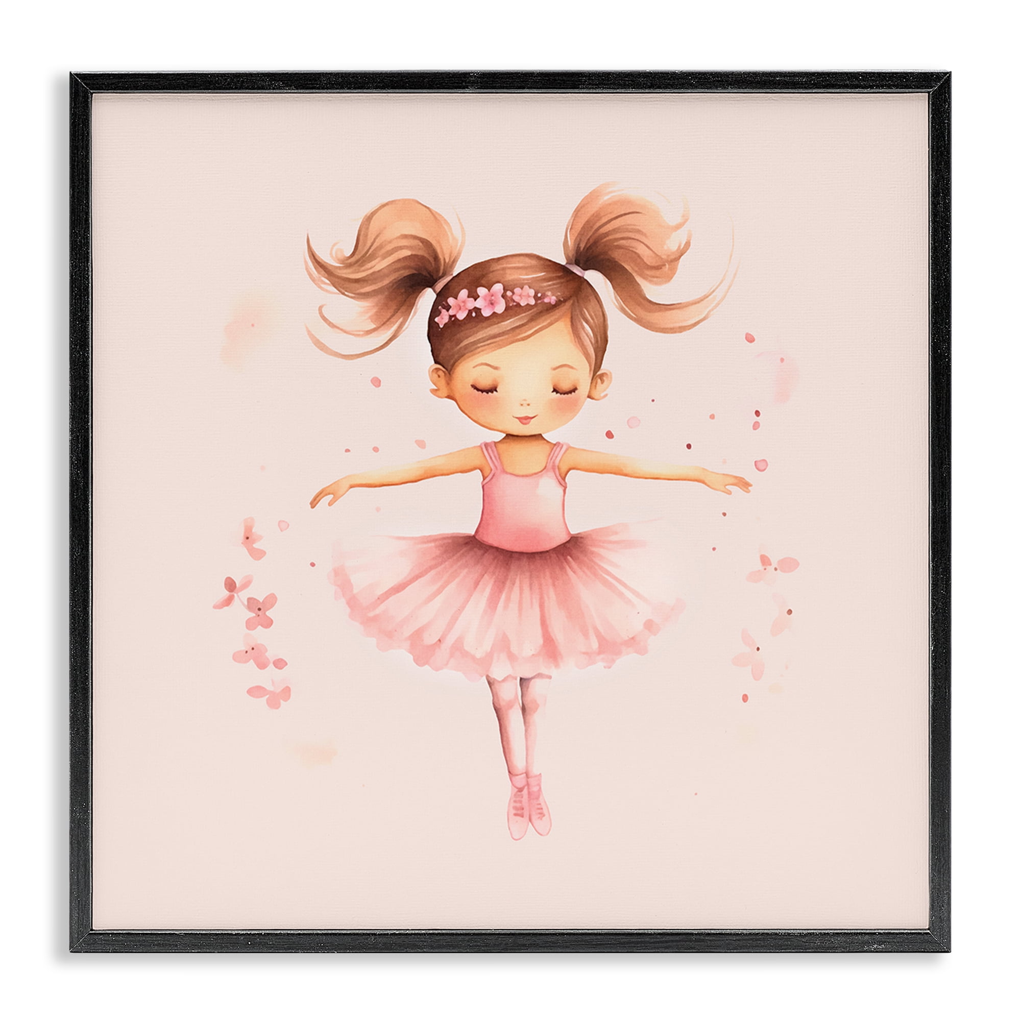 Stupell Industries Ballerina Dancer Girl People Painting Black Framed Art Print Wall Art, 24 x 24