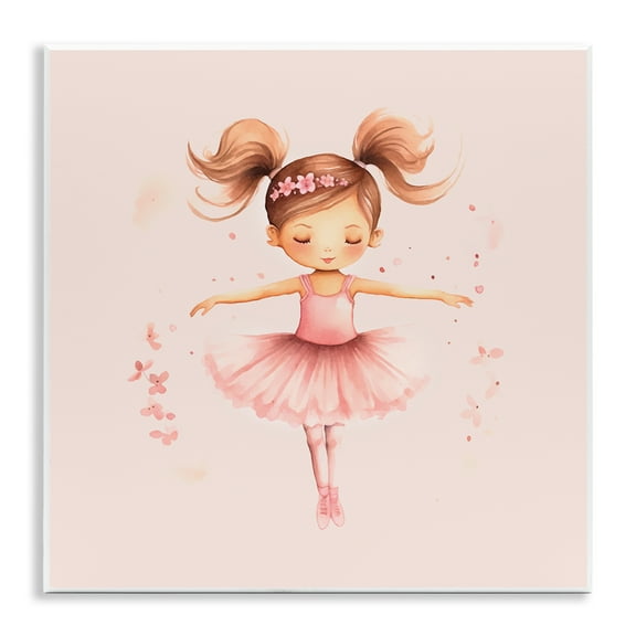 Stupell Industries Ballerina Dancer Girl People Painting Unframed Art Print Wall Art, 12 x 12