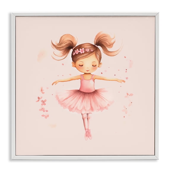 Stupell Industries Ballerina Dancer Girl People Painting White Framed Art Print Wall Art, 12 x 12