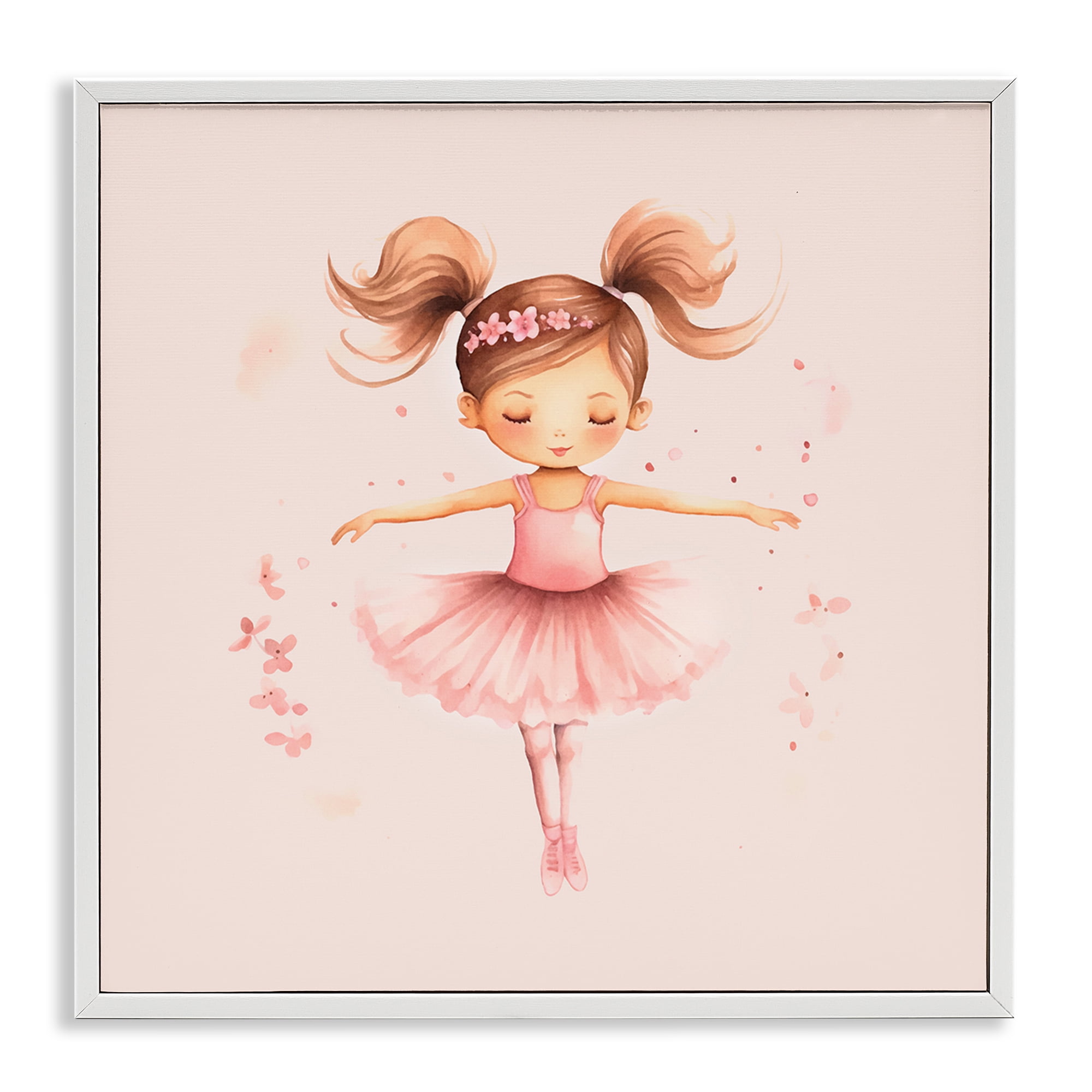 Stupell Industries Ballerina Dancer Girl People Painting White Framed Art Print Wall Art, 24 x 24