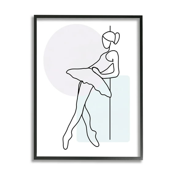Stupell Industries Ballerina Doodle on White Abstract Painting Black Framed Art Print Wall Art, 24 x 30