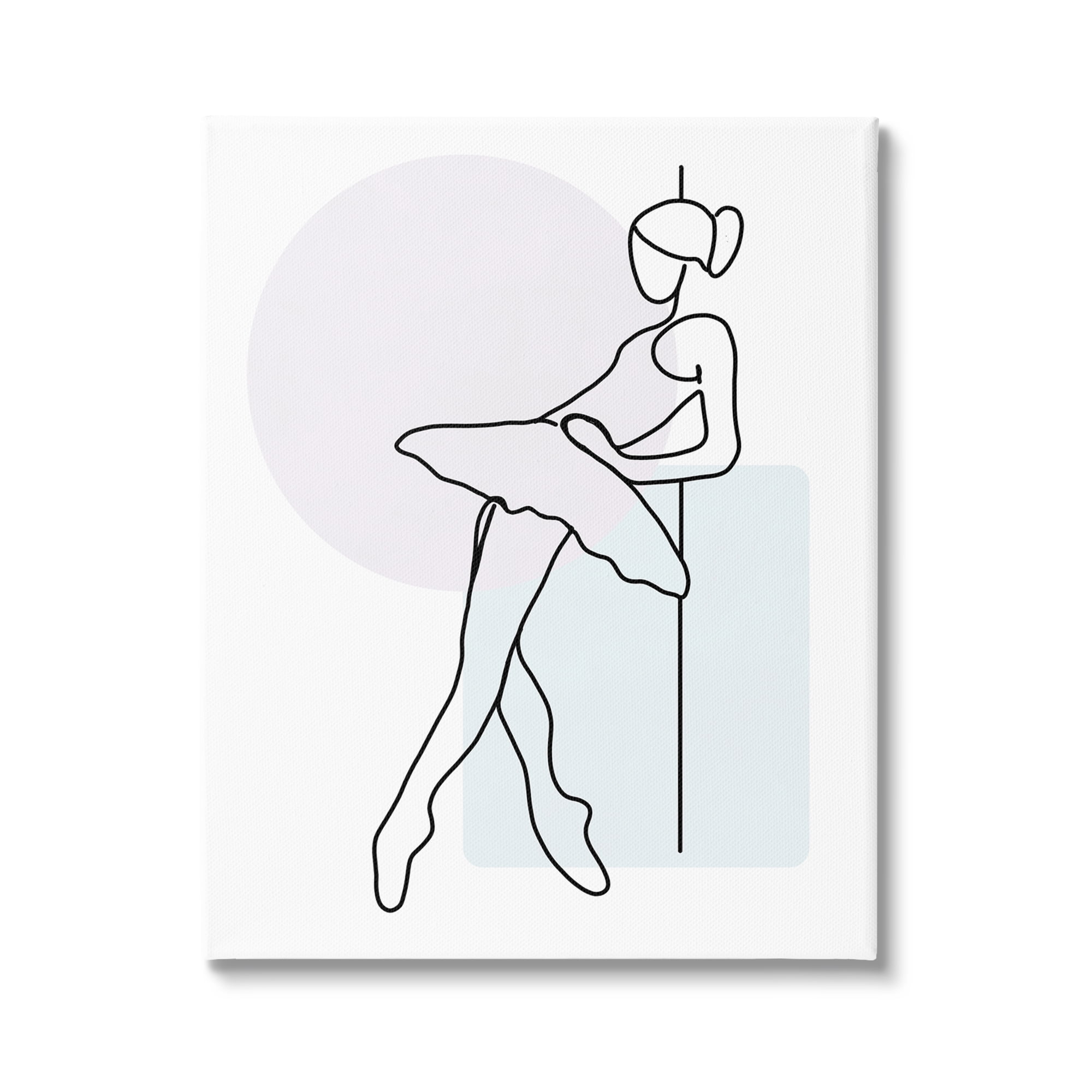 Stupell Industries Ballerina Doodle on White Abstract Painting Gallery Wrapped Canvas Art Print Wall Art, 16 x 20