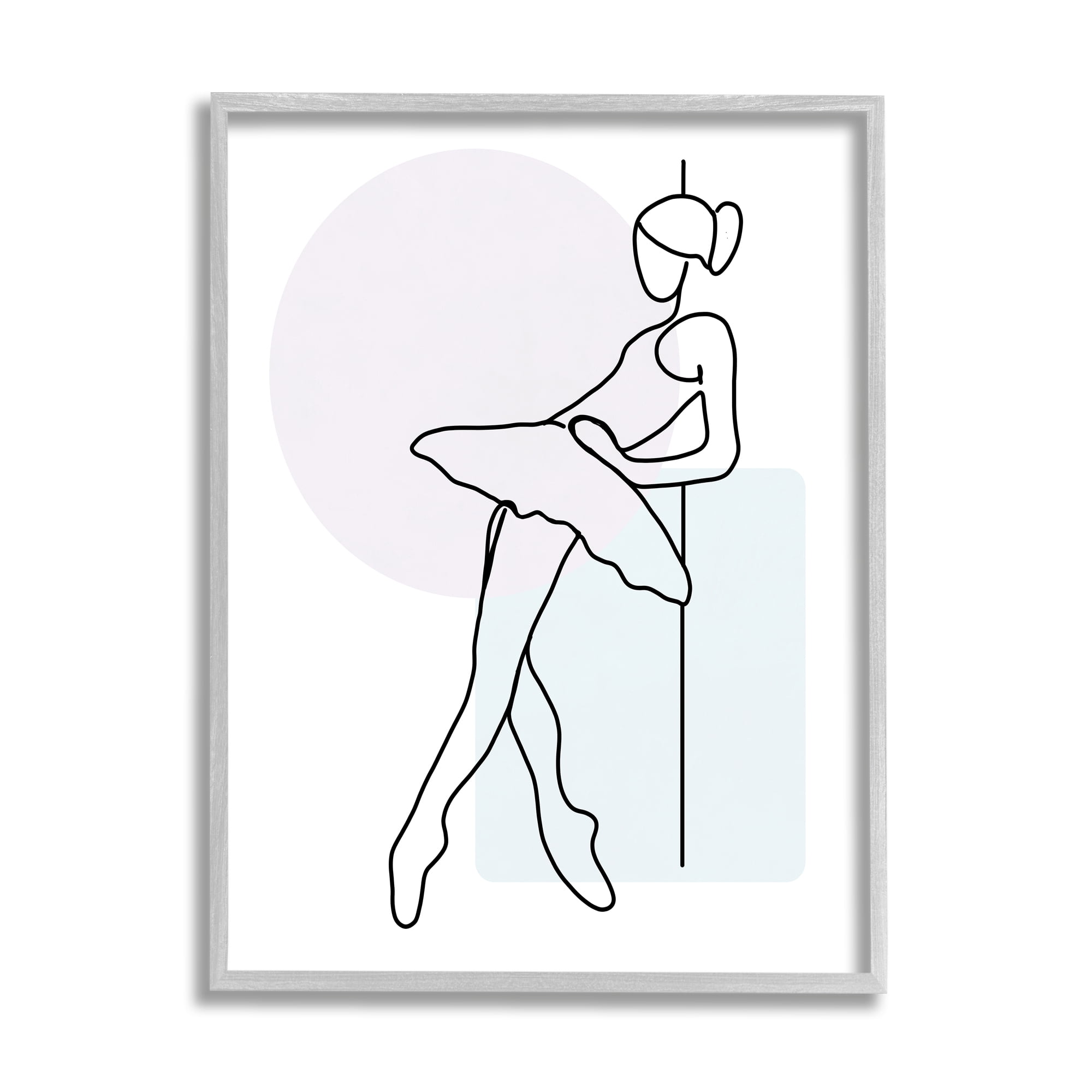 Stupell Industries Ballerina Doodle on White Abstract Painting Gray Framed Art Print Wall Art, 16 x 20
