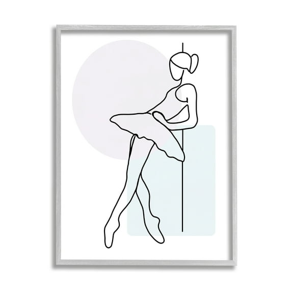 Stupell Industries Ballerina Doodle on White Abstract Painting Gray Framed Art Print Wall Art, 16 x 20