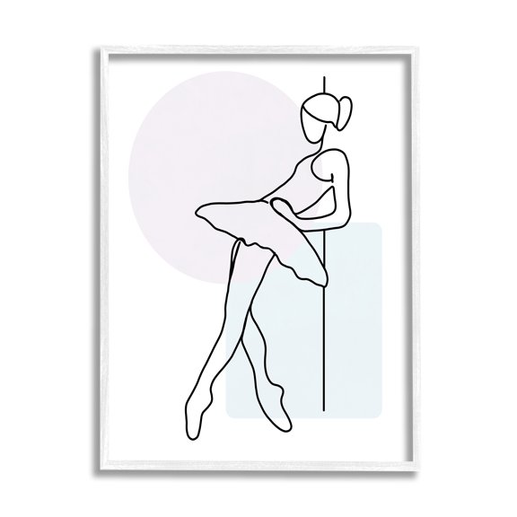 Stupell Industries Ballerina Doodle on White Abstract Painting White Framed Art Print Wall Art, 24 x 30