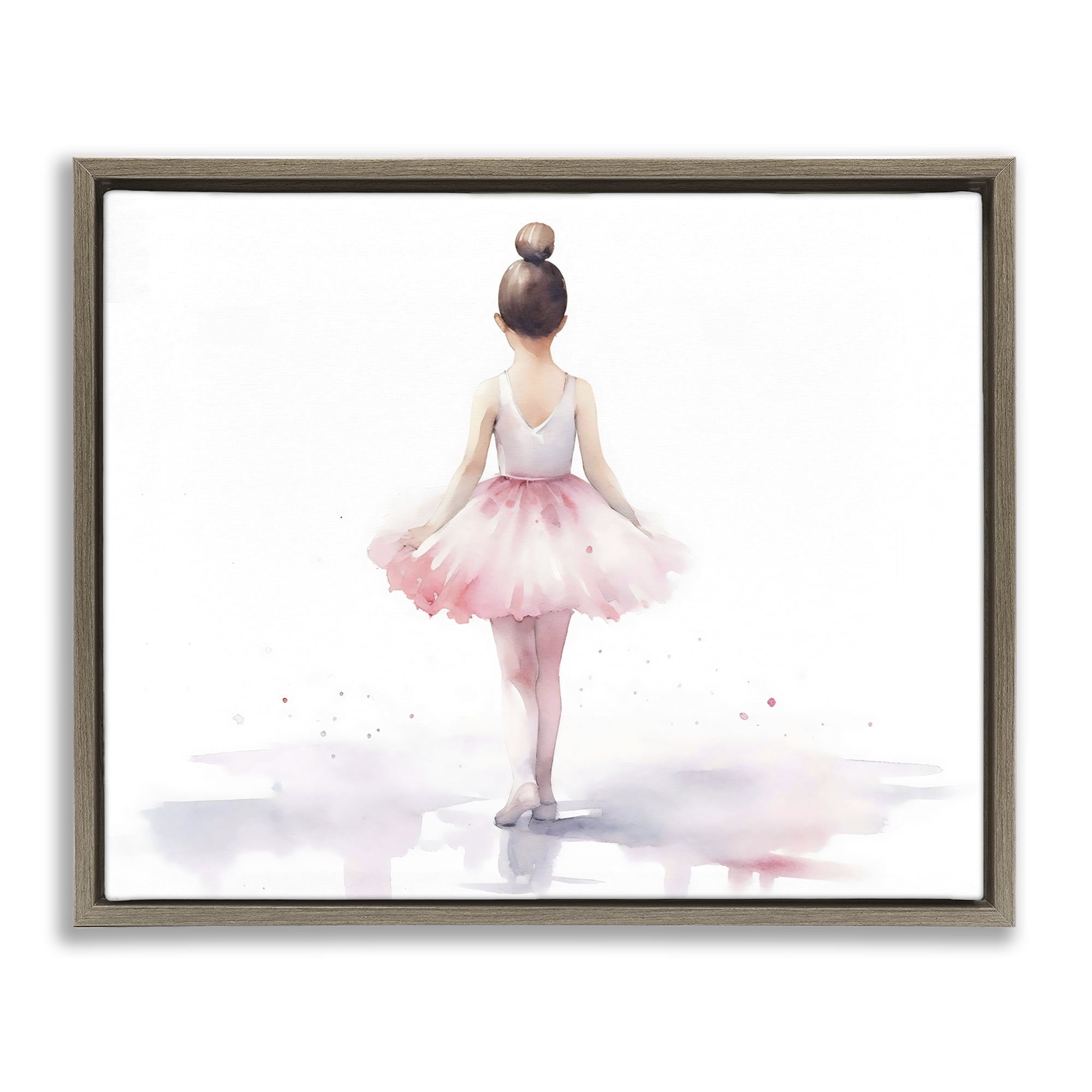Stupell Industries Ballerina Facing Away Brown Framed Floater Canvas Wall Art, design by Creative Studio
