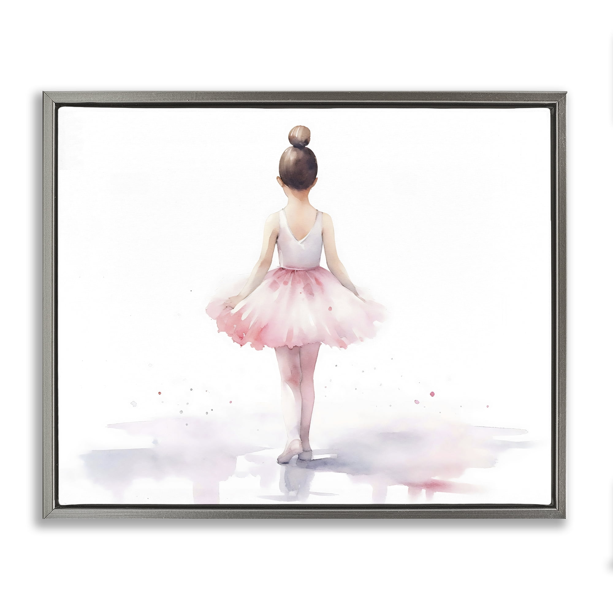 Stupell Industries Ballerina Facing Away Gray Framed Floater Canvas Wall Art, design by Creative Studio