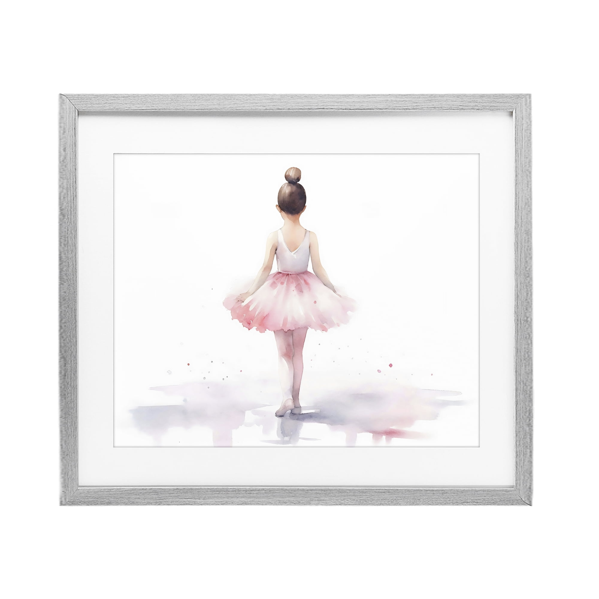 Stupell Industries Ballerina Facing Away Gray Framed Print Under Glass, design by Creative Studio