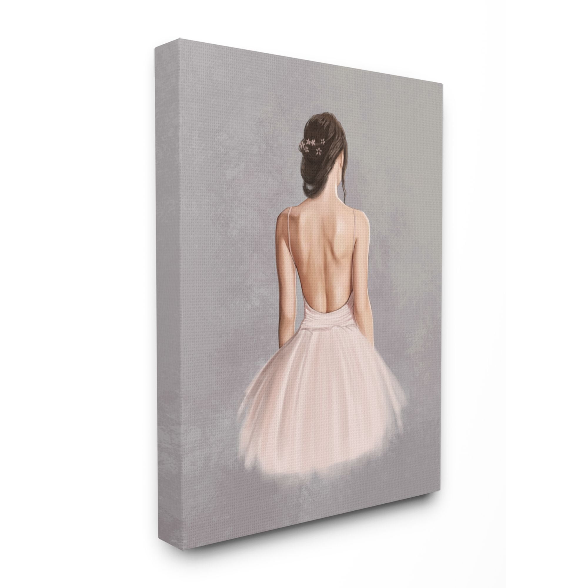 Stupell Industries Ballerina Girl Figure Pink Gray Painting Canvas Wall Art by Ziwei Li