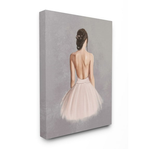 Stupell Industries Ballerina Girl Figure Pink Gray Painting Canvas Wall Art by Ziwei Li