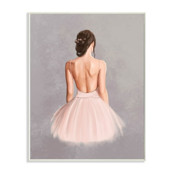 Stupell Industries Ballerina Girl Figure Pink Gray Painting Wall Plaque by Ziwei Li