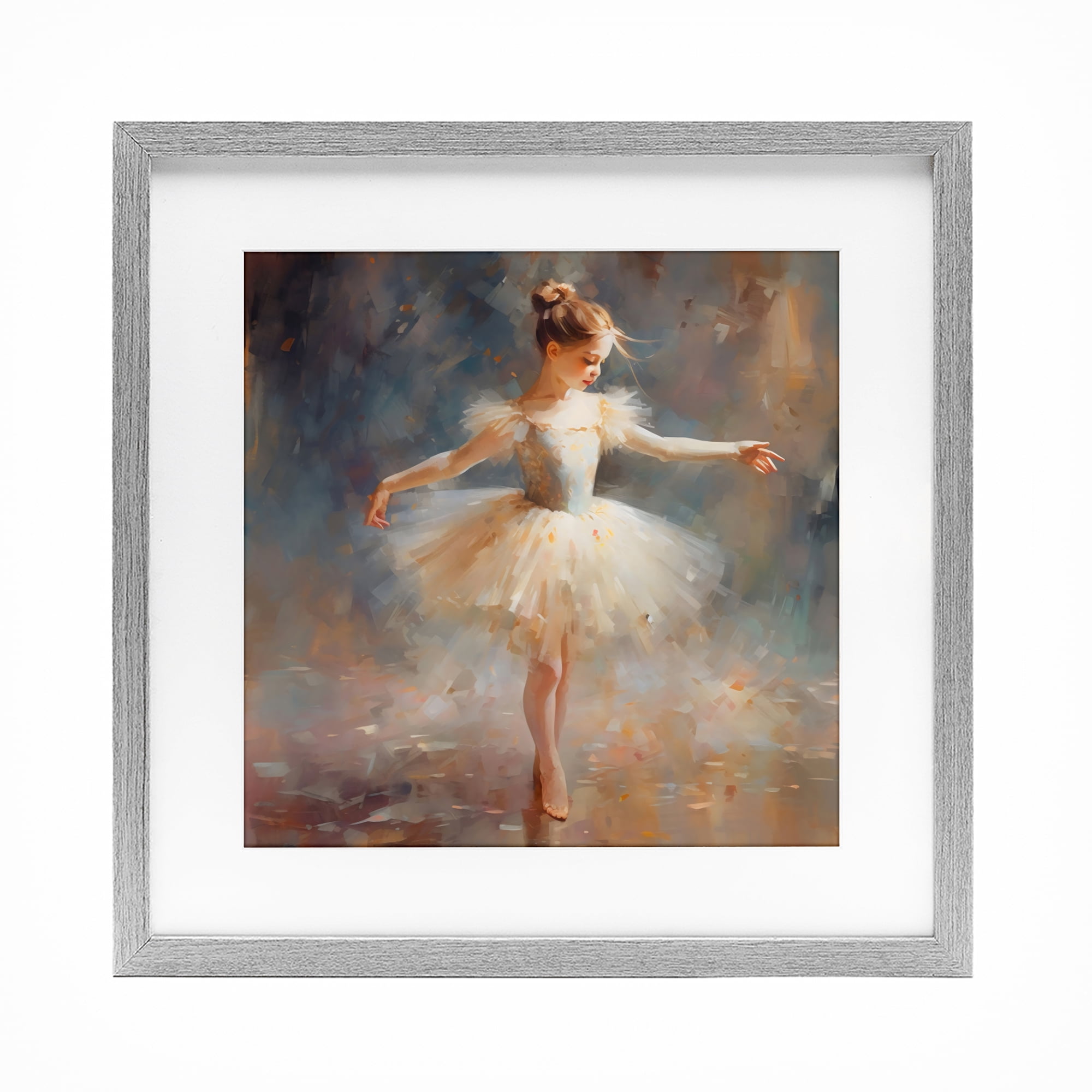 Stupell Industries Ballerina In White Tutu Gray Framed Print Under Glass, design by Creative Studio