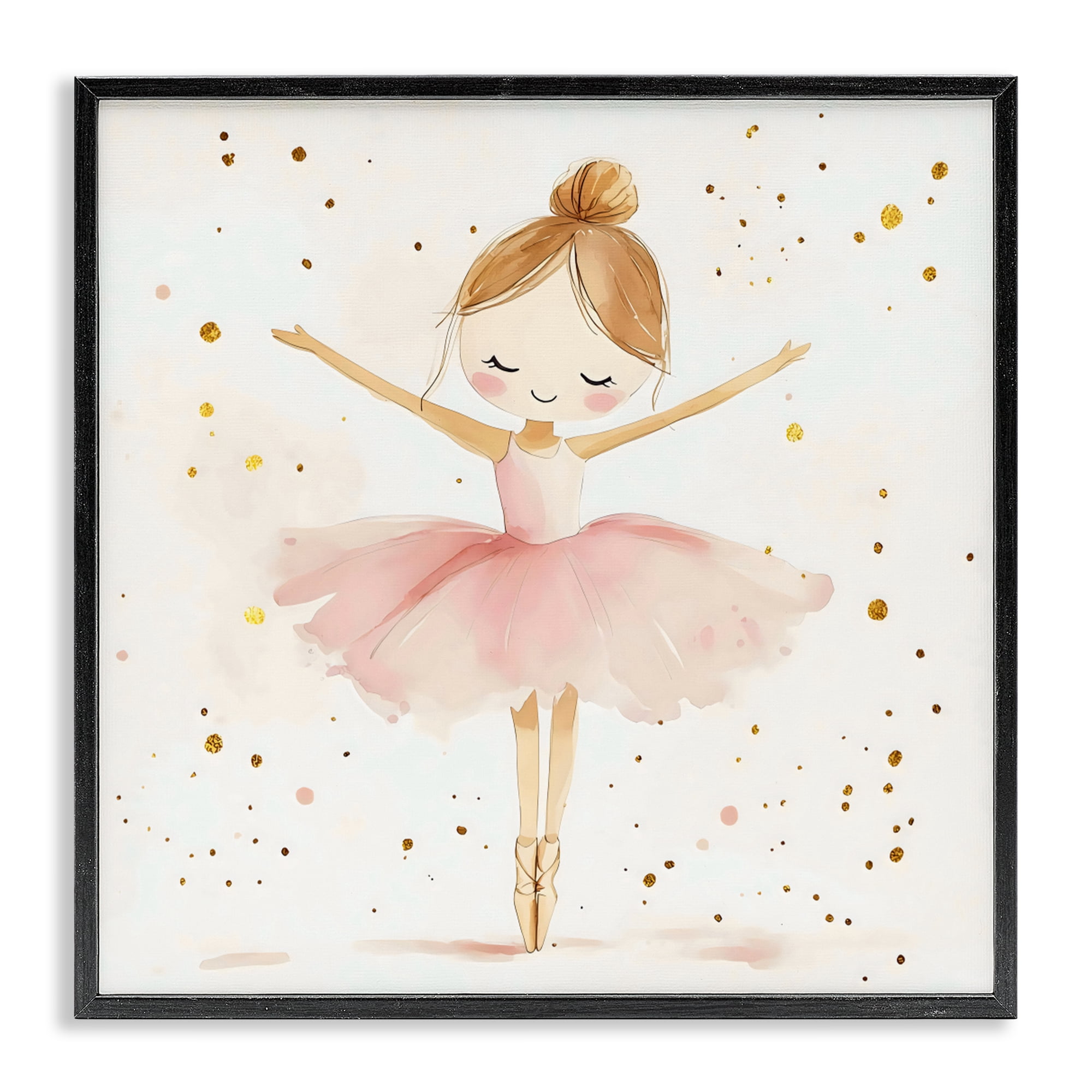 Stupell Industries Ballerina On Her Toes Black Framed Giclee Art, design by Creative Studio