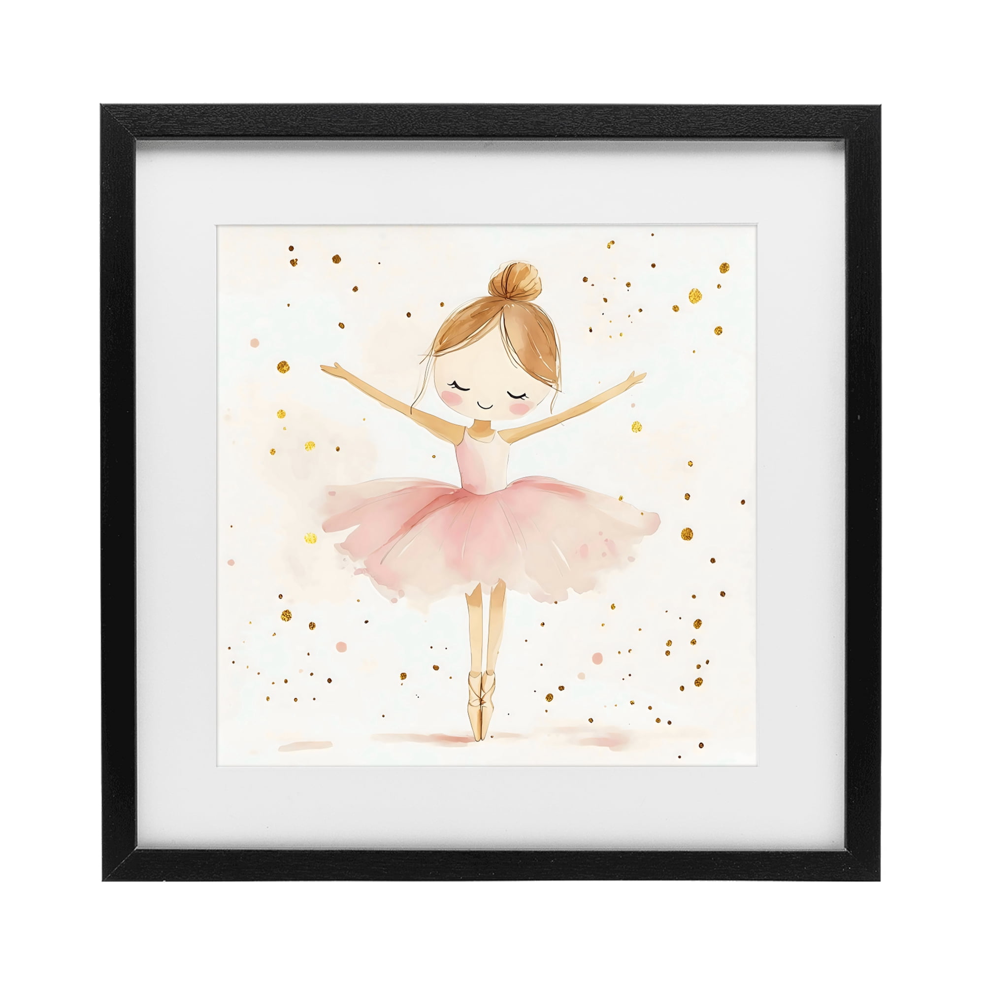 Stupell Industries Ballerina On Her Toes Black Framed Print Under Glass, design by Creative Studio