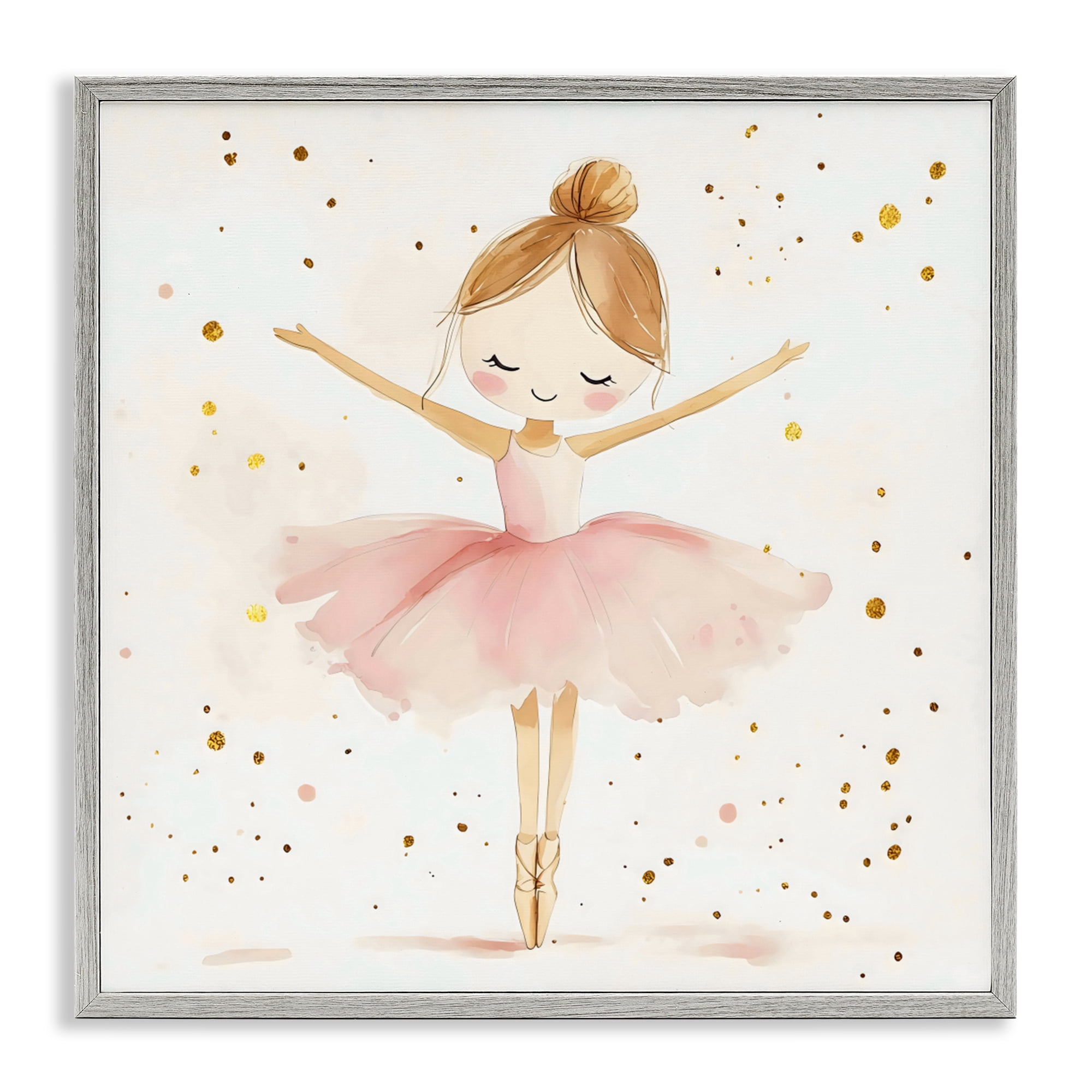 Stupell Industries Ballerina On Her Toes Gray Framed Giclee Art, design by Creative Studio